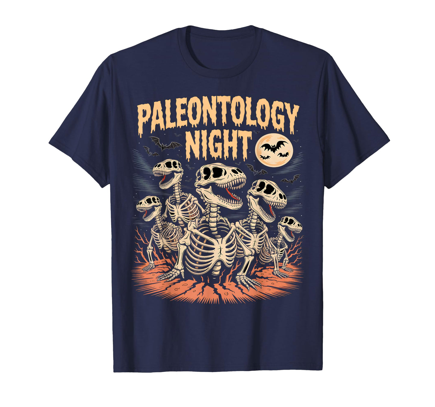 Paleontology Night Dinosaur Skeleton Halloween T-Shirt
