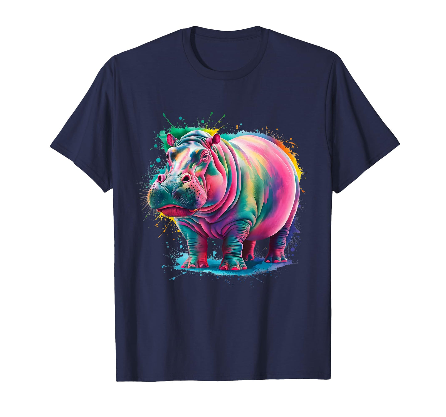Hippo Men Woman Colorful Watercolor Hippo T-Shirt