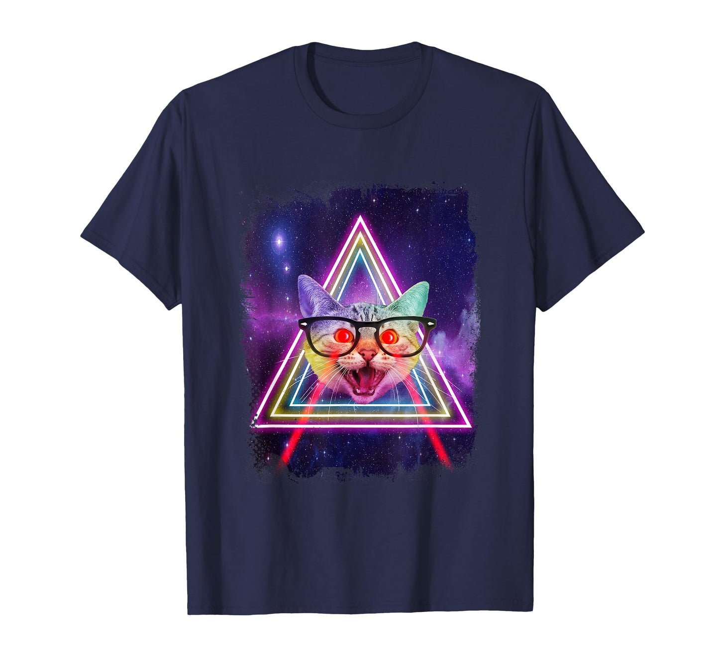 Laser Eyes Space Cat In Galaxy Funny Kitty For Cats Lovers T-Shirt for Men Women Girls Kids