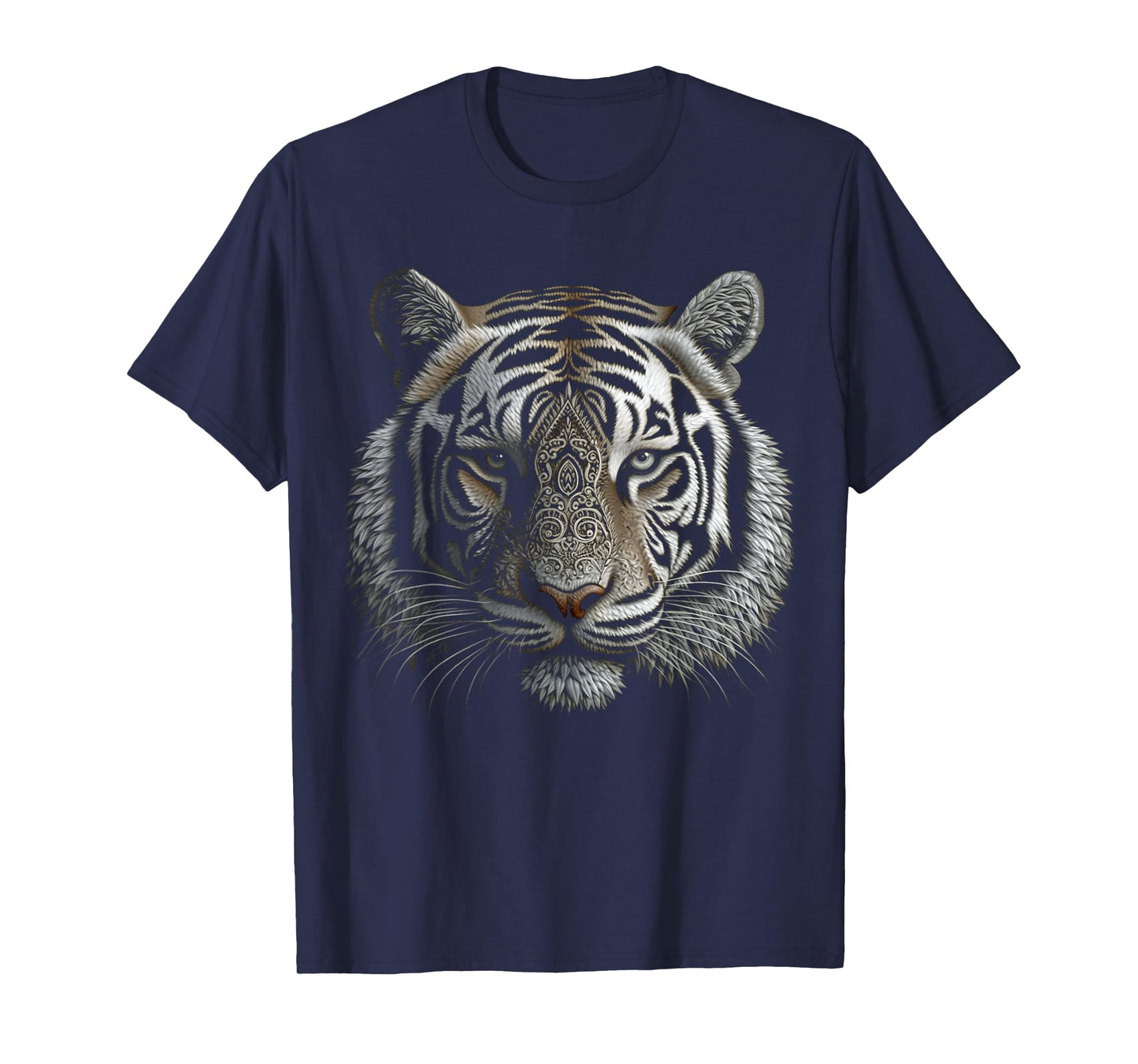 White Tiger Artwork - Mandala Animal Art Tiger T-Shirt