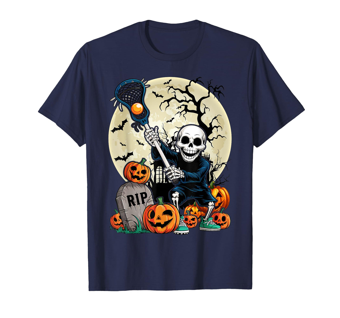 Halloween Skeleton Lacrosse T-Shirt
