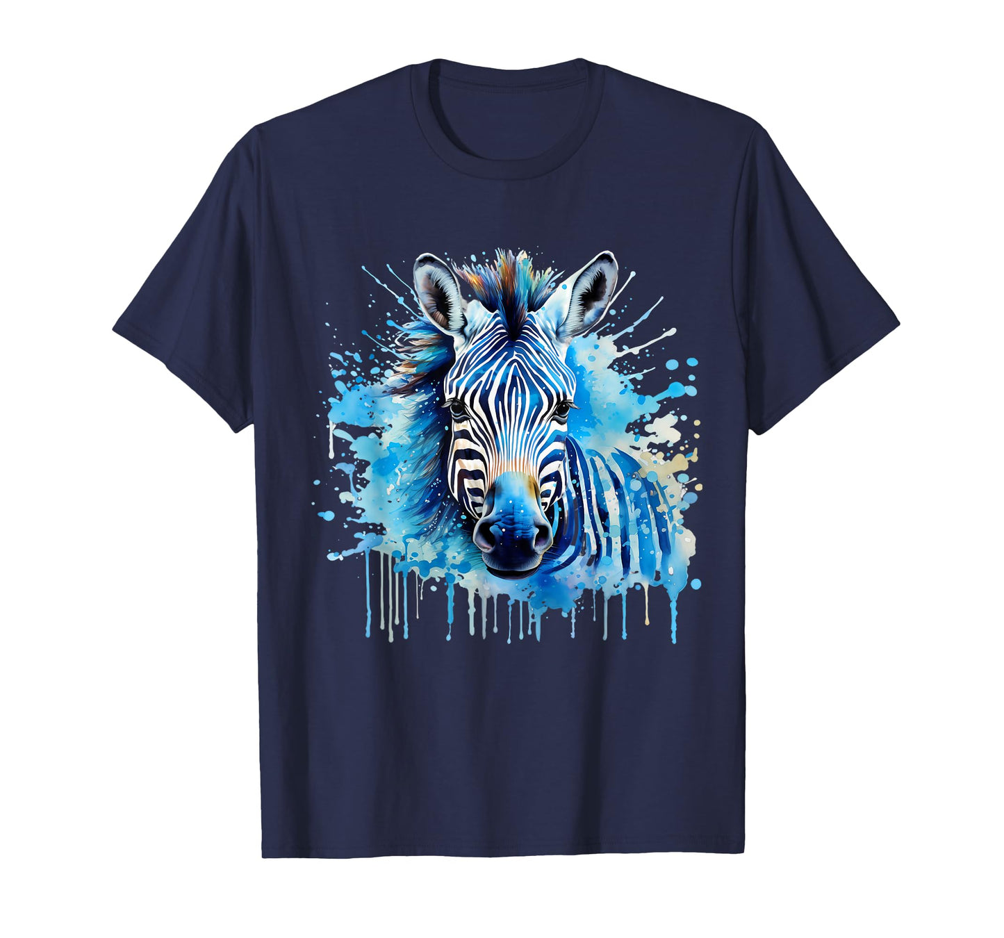 Zebra Portrait Wildlife Splash Nature Colorful Animal Art T-Shirt