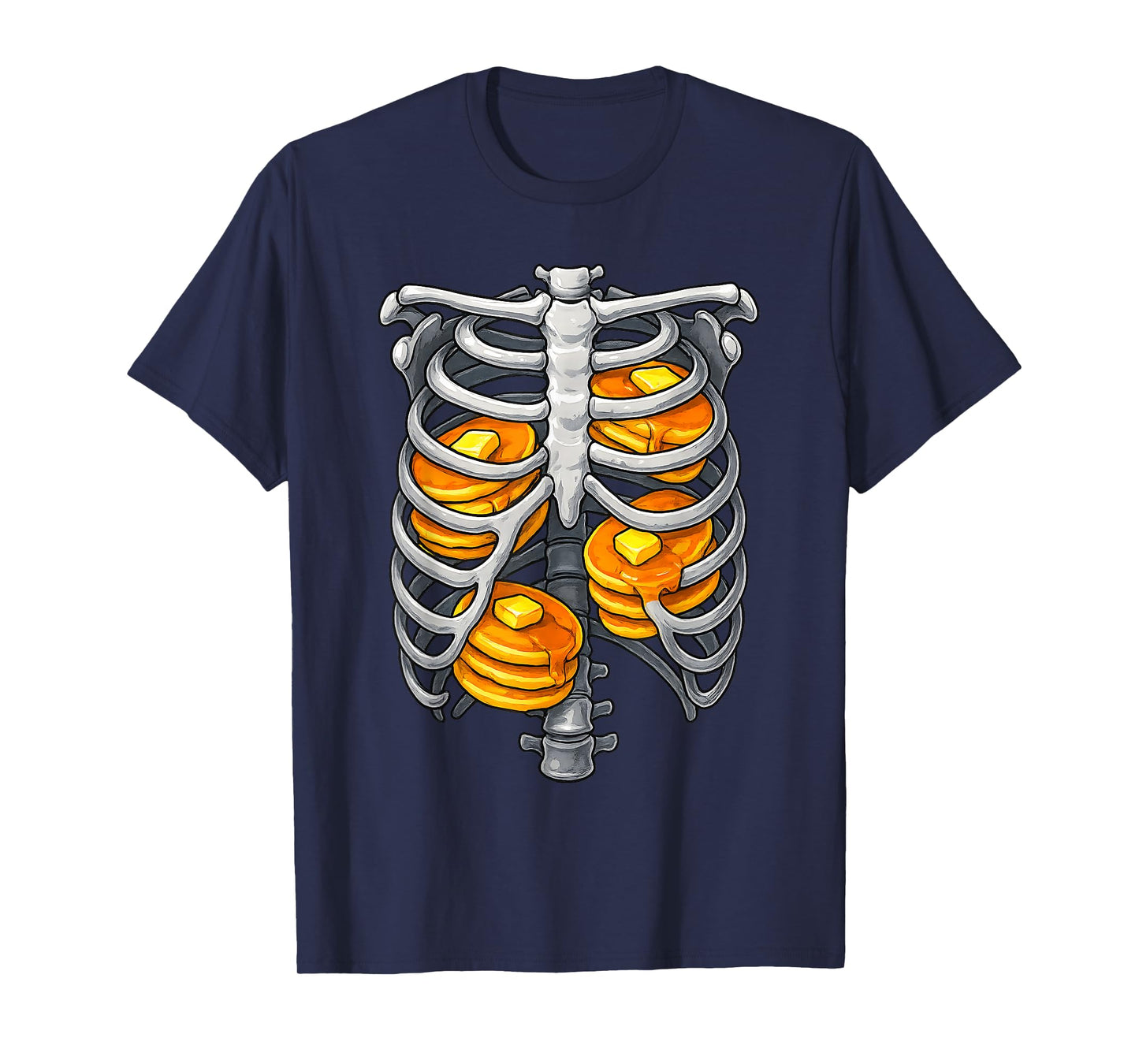 Skeleton Rib Cage Pancake Lovers Skull Halloween Costume T-Shirt