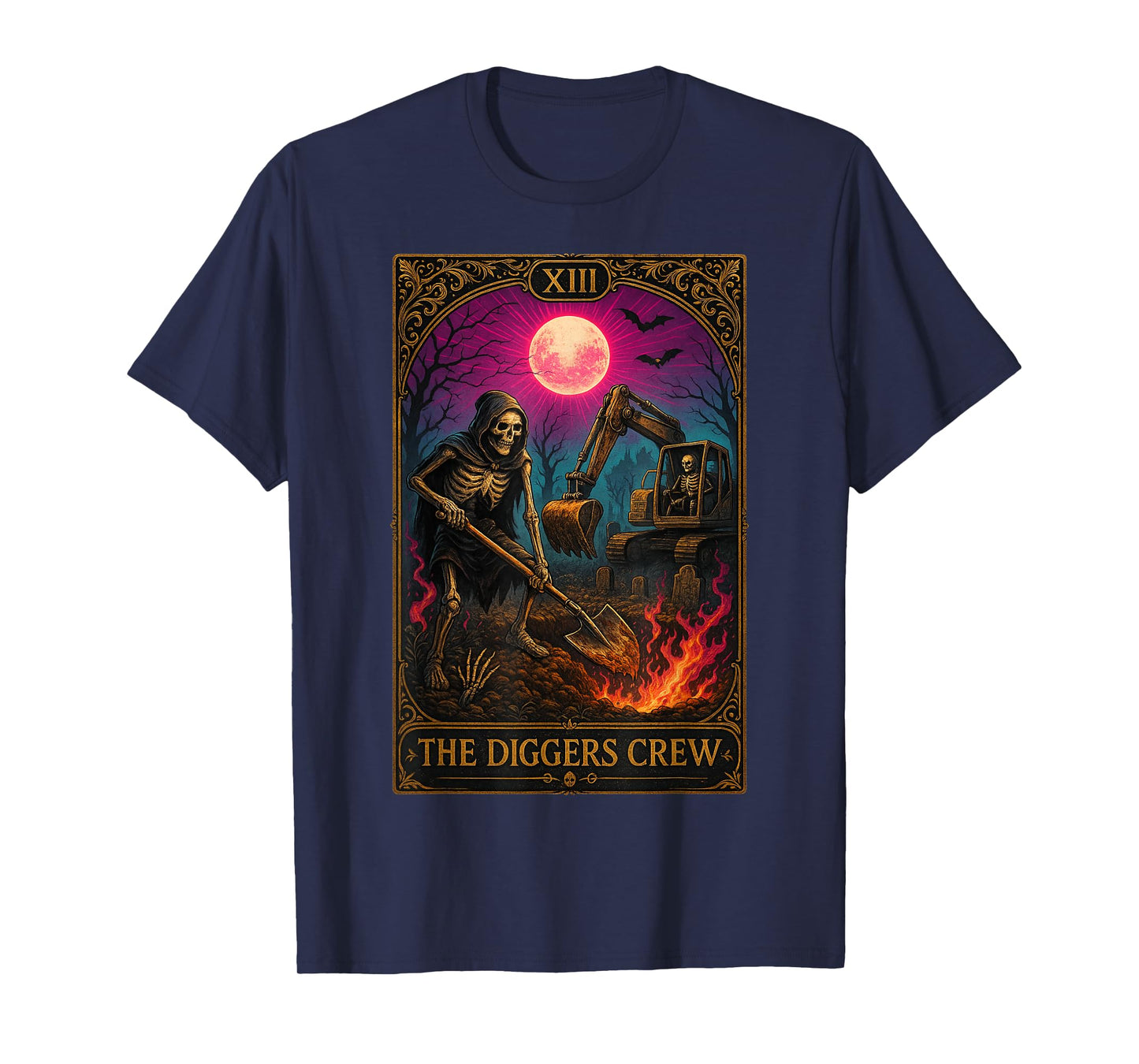 Diggers Crew Graveyard Worker Dig Truck Conductors Halloween T-Shirt