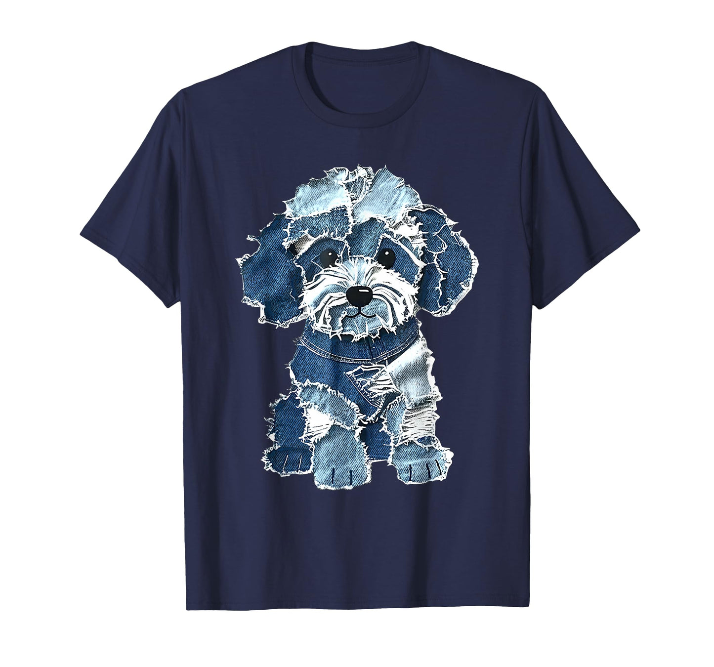 retro denim patch poodle dog art artistic T-Shirt