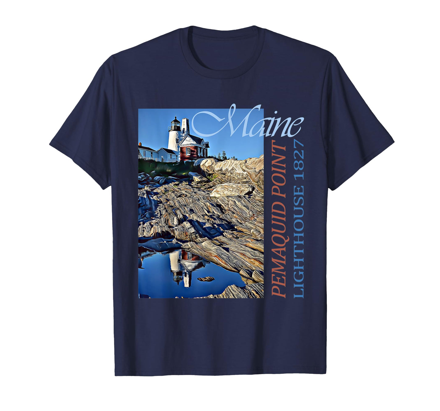 Pemaquid Point Lighthouse Maine 1827 Design T-Shirt