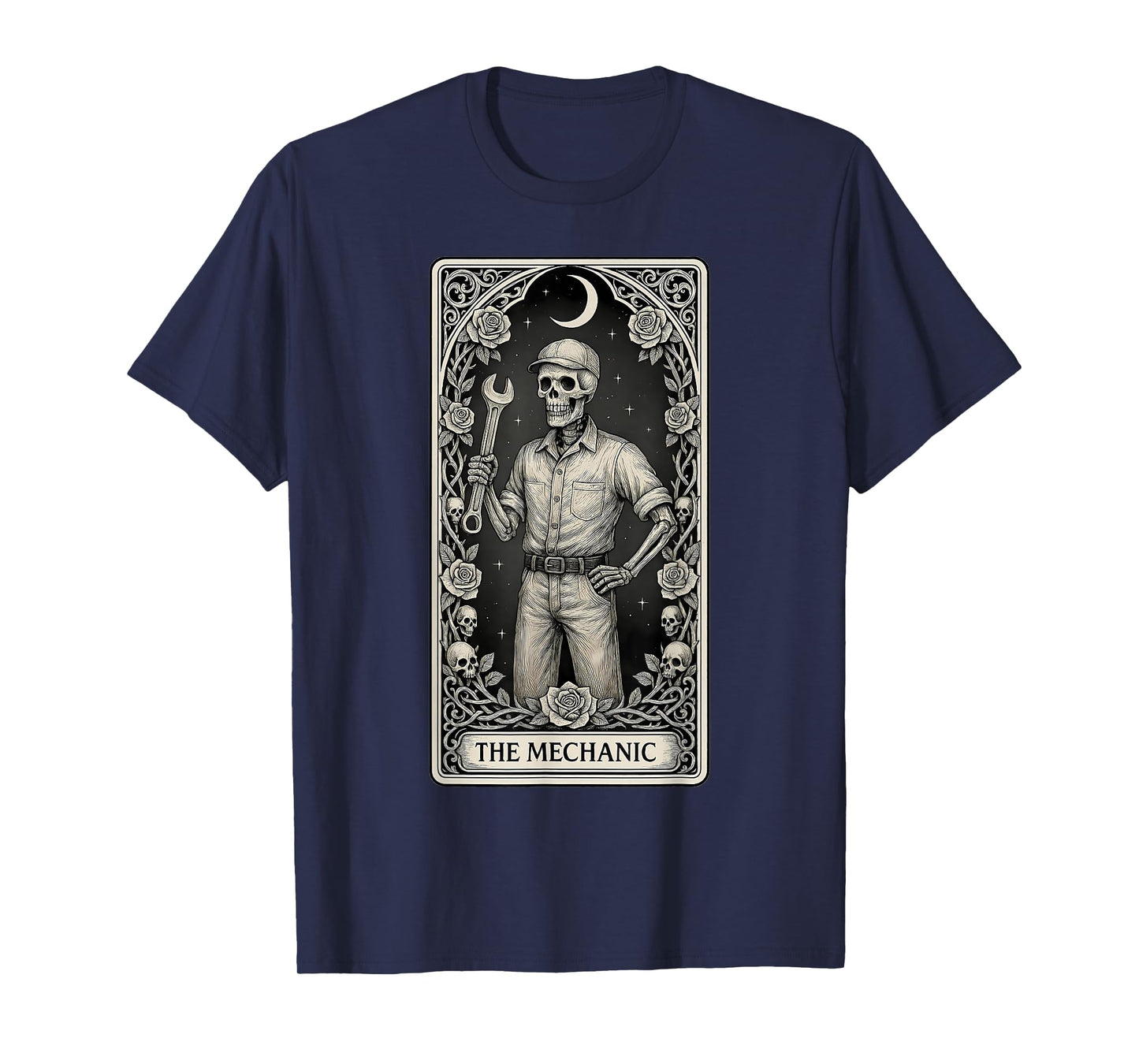The Mechanic Skeleton Tarot Card T-Shirt