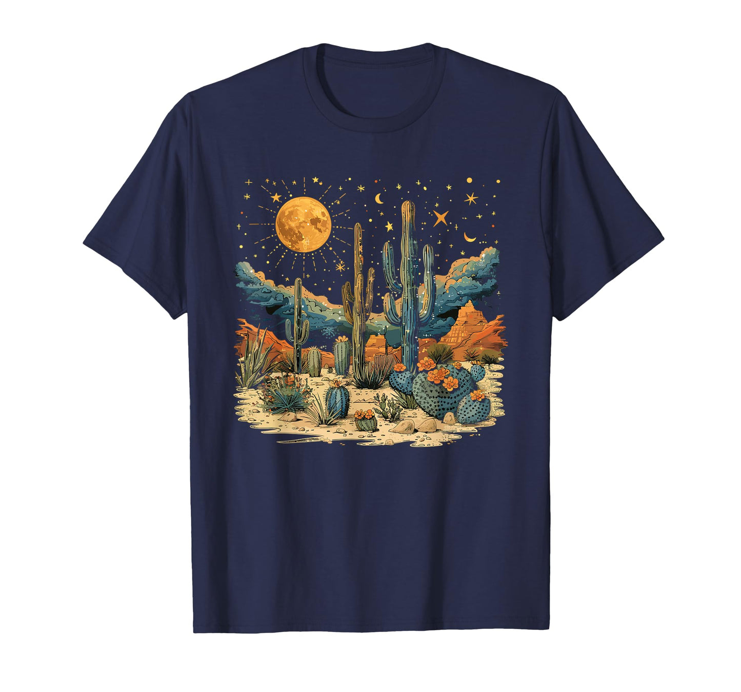 Saguaro Cactus Desert Art Moon Nature T-Shirt