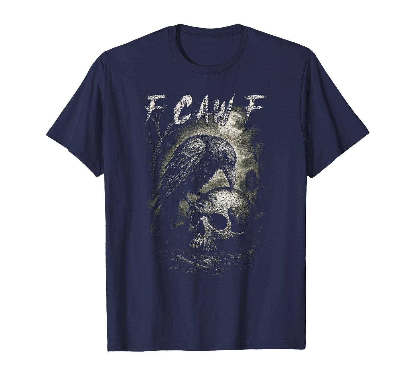 Black Crow F-Caw-F Funny Raven Moon Gothic Dark Adult Humor T-Shirt