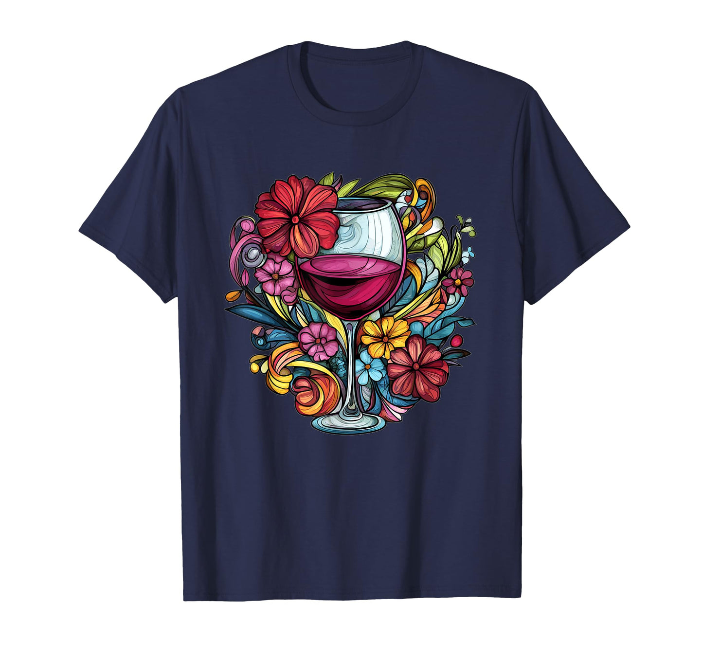 Elegant Wine Glass With Floral Blooms T-Shirt