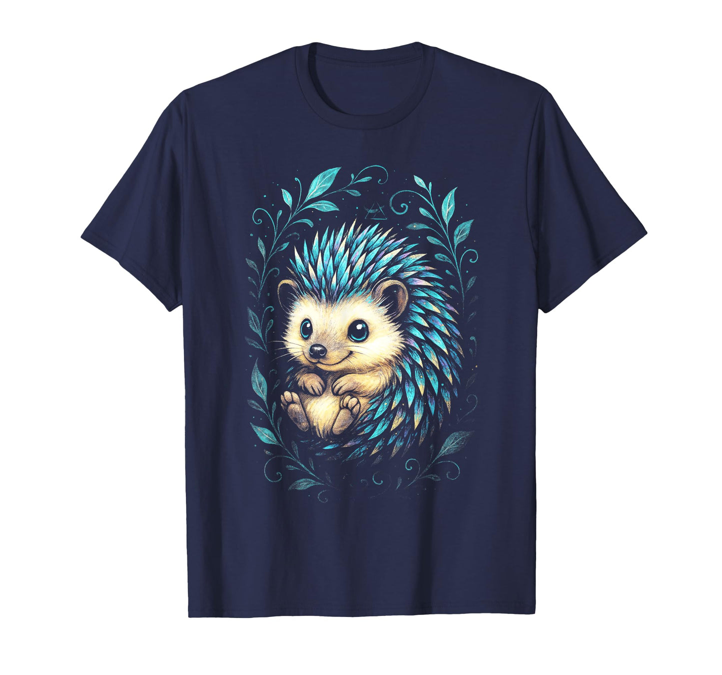 Hedgehog Animal Nature Colorful Flora Art T-Shirt