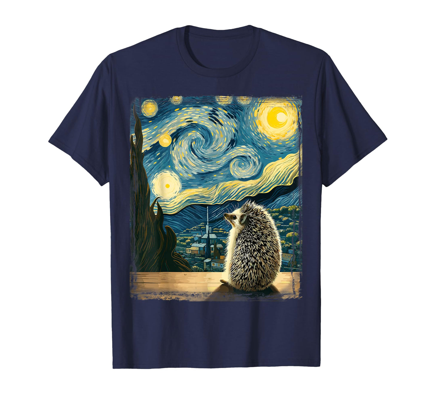 Artistic Hedgehog Shirt Van Gogh Style Starry Night Hedgehog T-Shirt