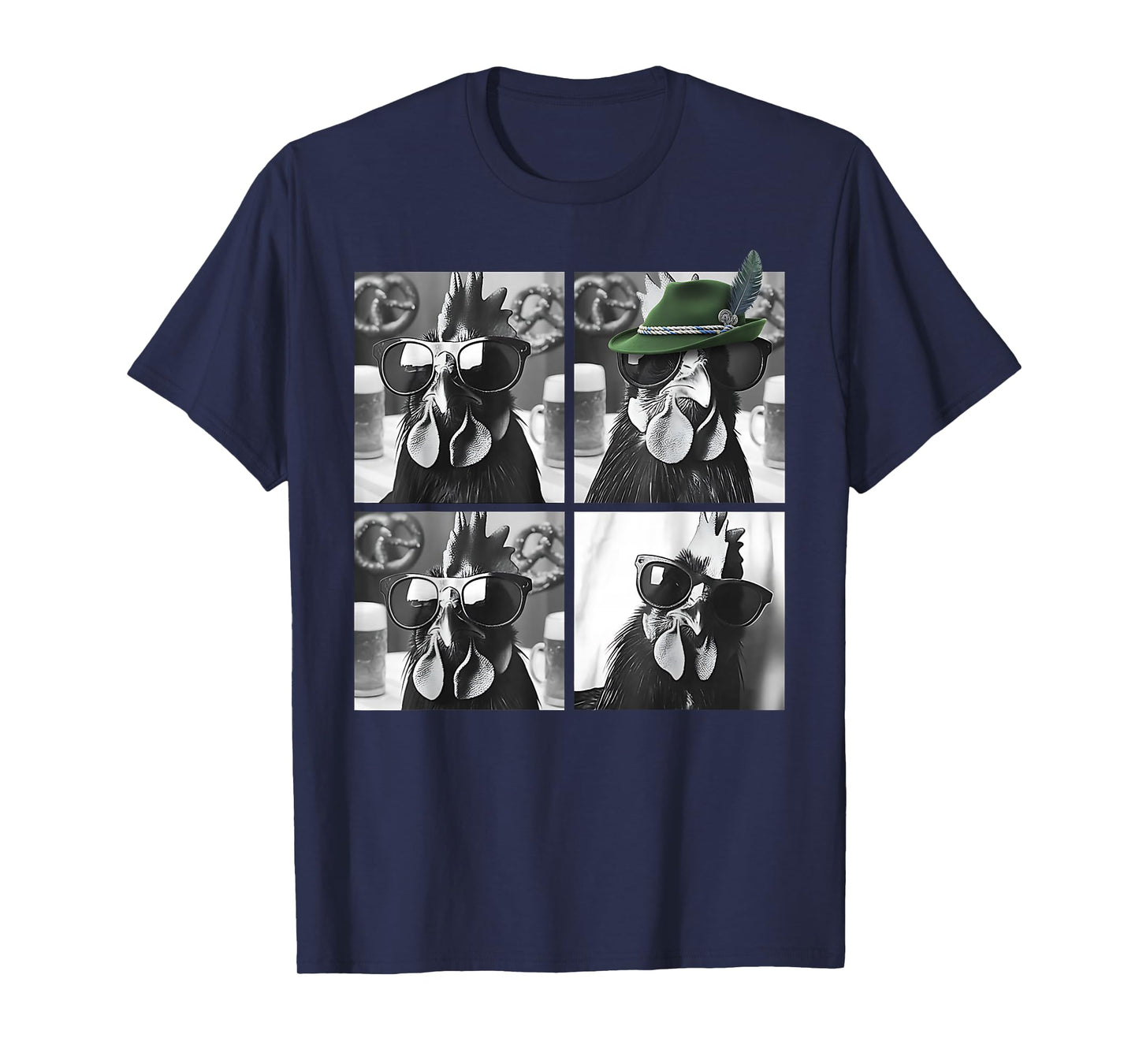 Rooster Wearing Sunglasses Photobooth Selfie Farm Chicken T-Shirt
