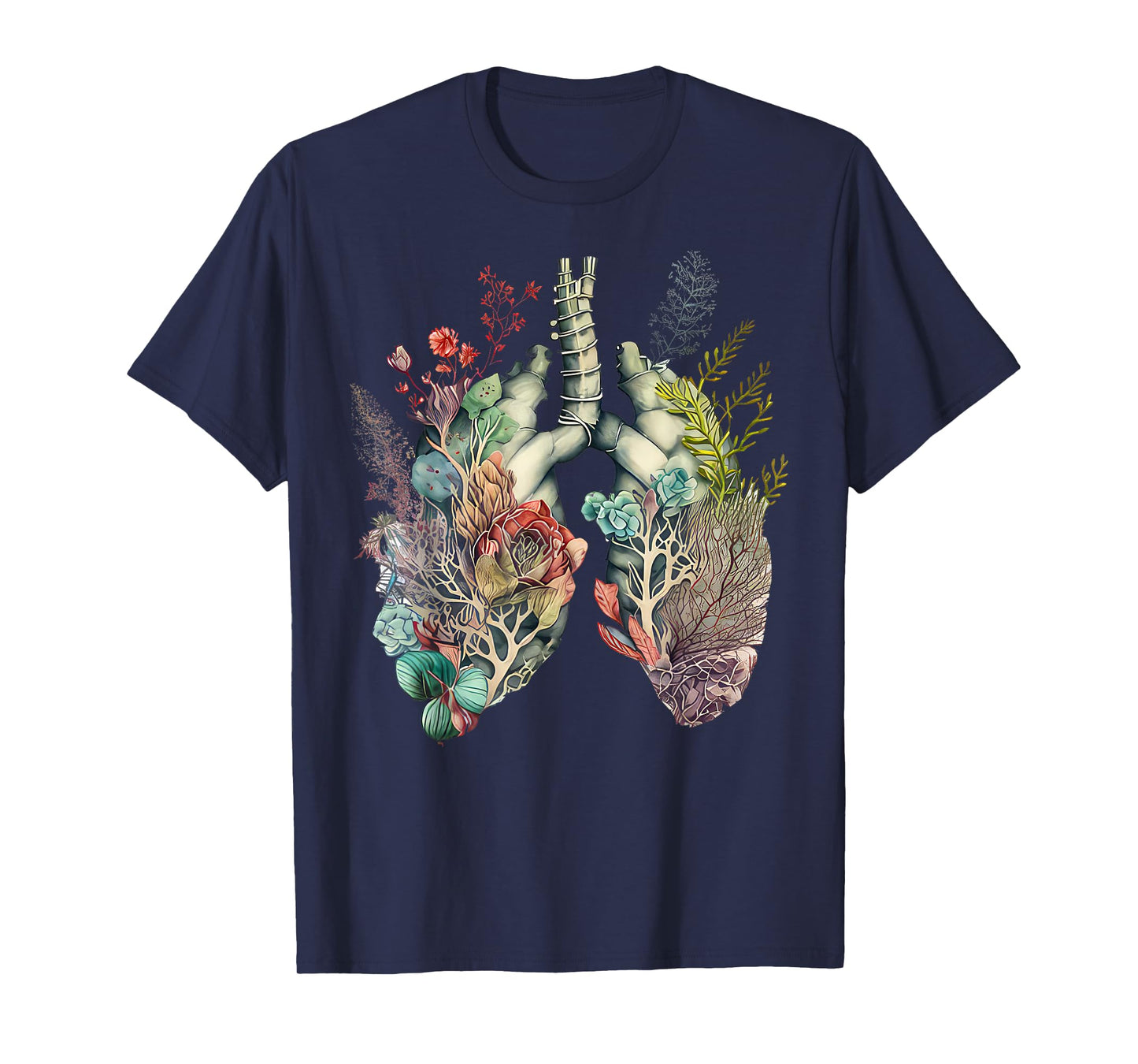 Anatomy Floral Lung RT Respiratory Therapy Pulmonologist T-Shirt