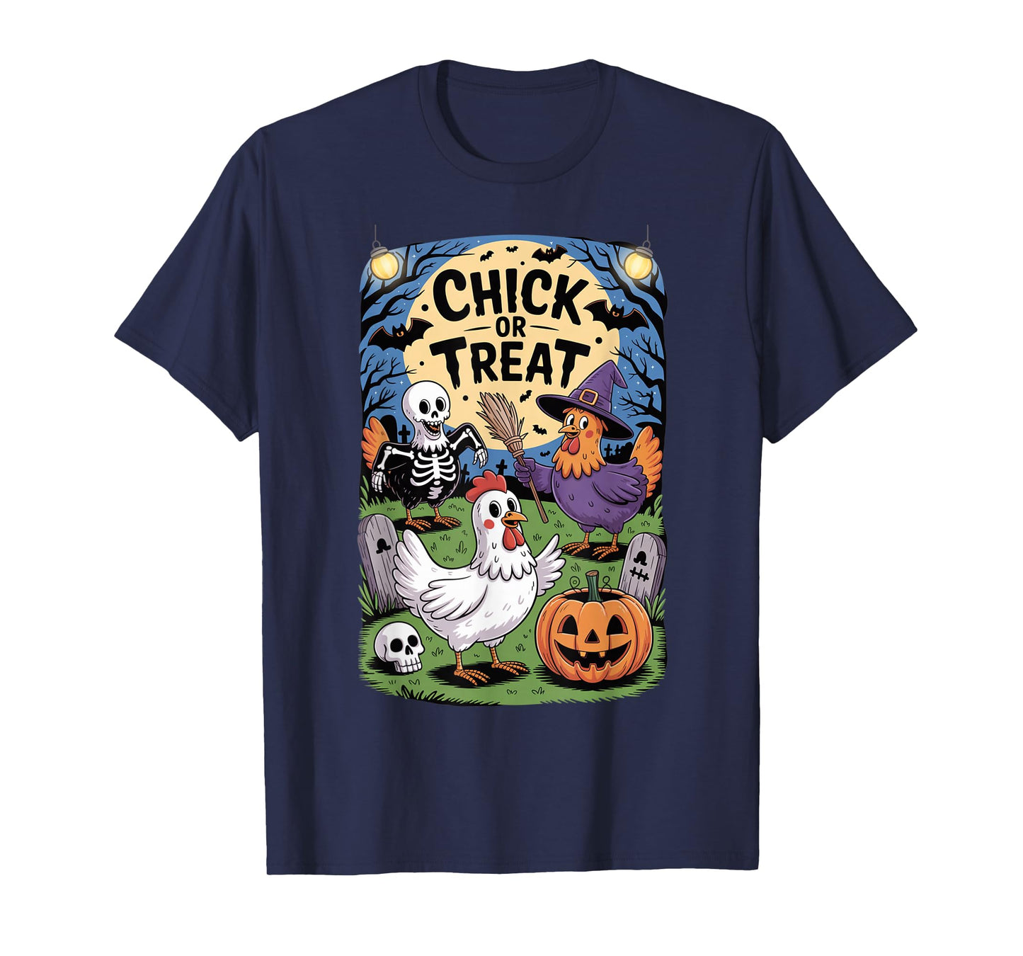Chick Or Treat Chicken Skeleton Farmer Spooky Family T-Shirt