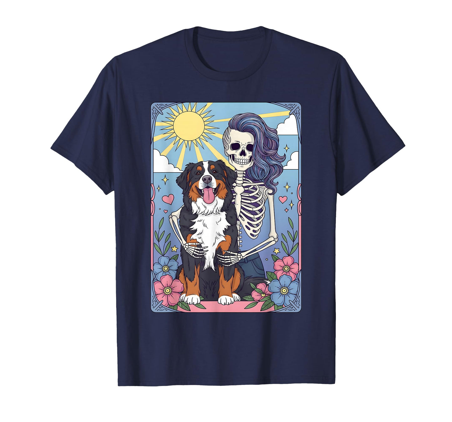 Bernese Mountain Tarot Card Halloween Costume Skeleton T-Shirt