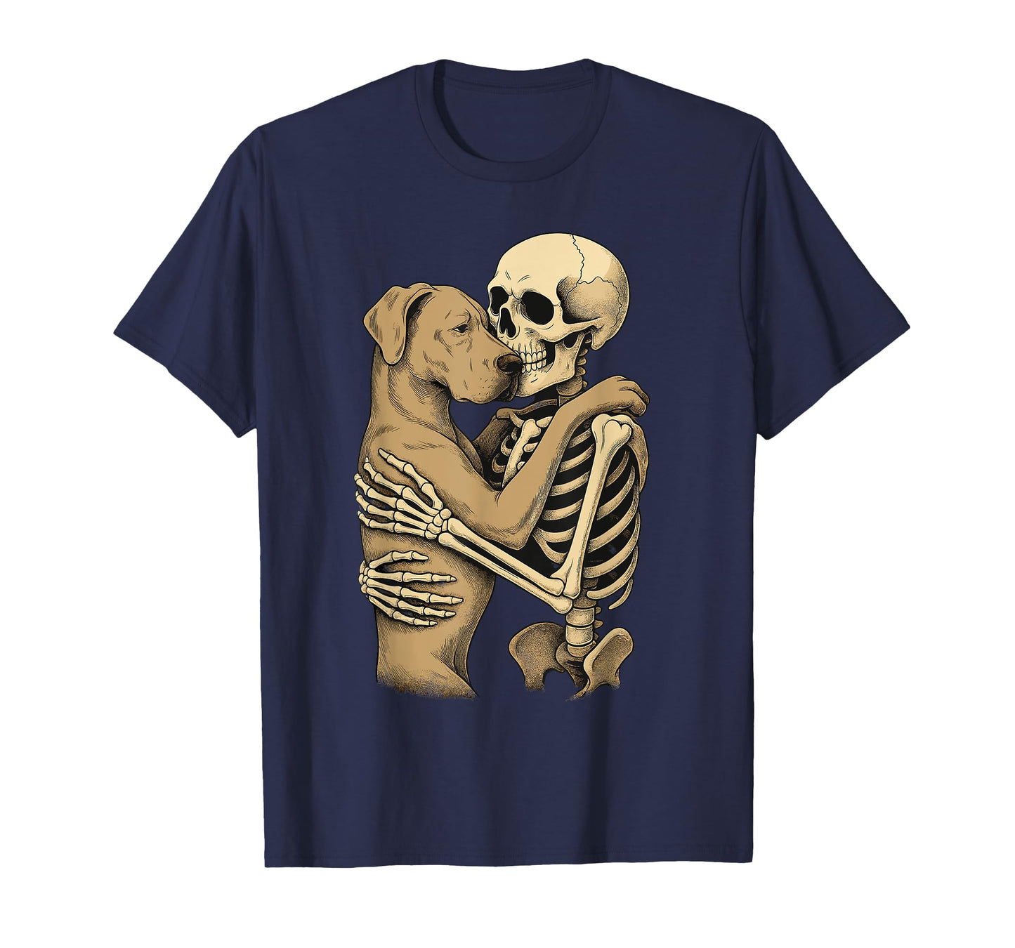 Skeleton Hugging Great Dane T-Shirt