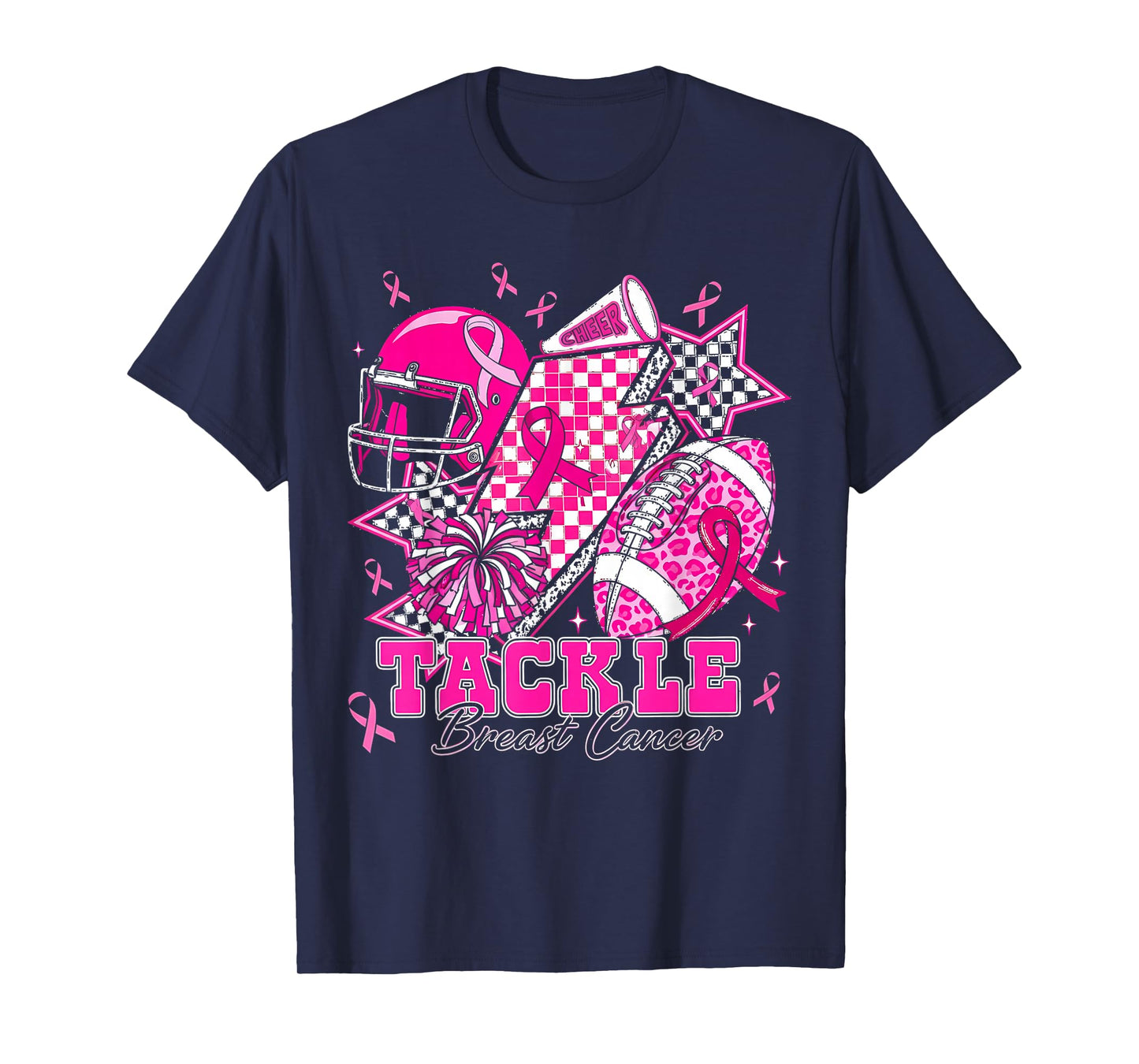 Tackle Breast Cancer Football Pink Ribbon Awareness T-Shirt