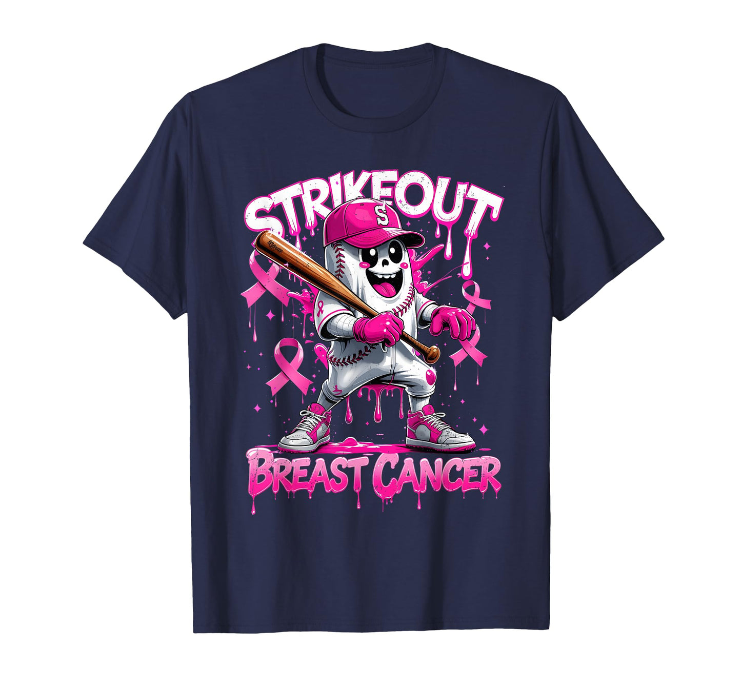 Breast Cancer Baseball Awareness Pink Ribbon Support Squad T-Shirt