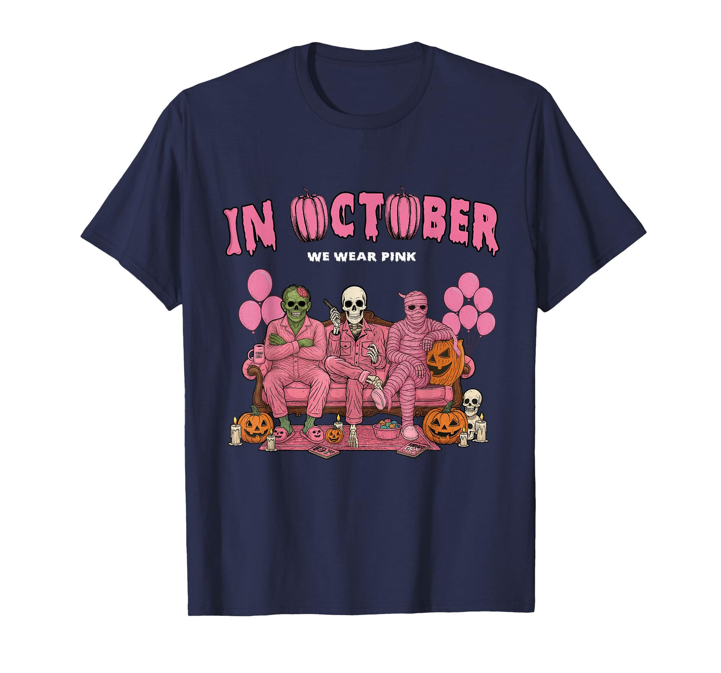 Horror Characters Halloween Funny Skeleton Slasher Couch T-Shirt