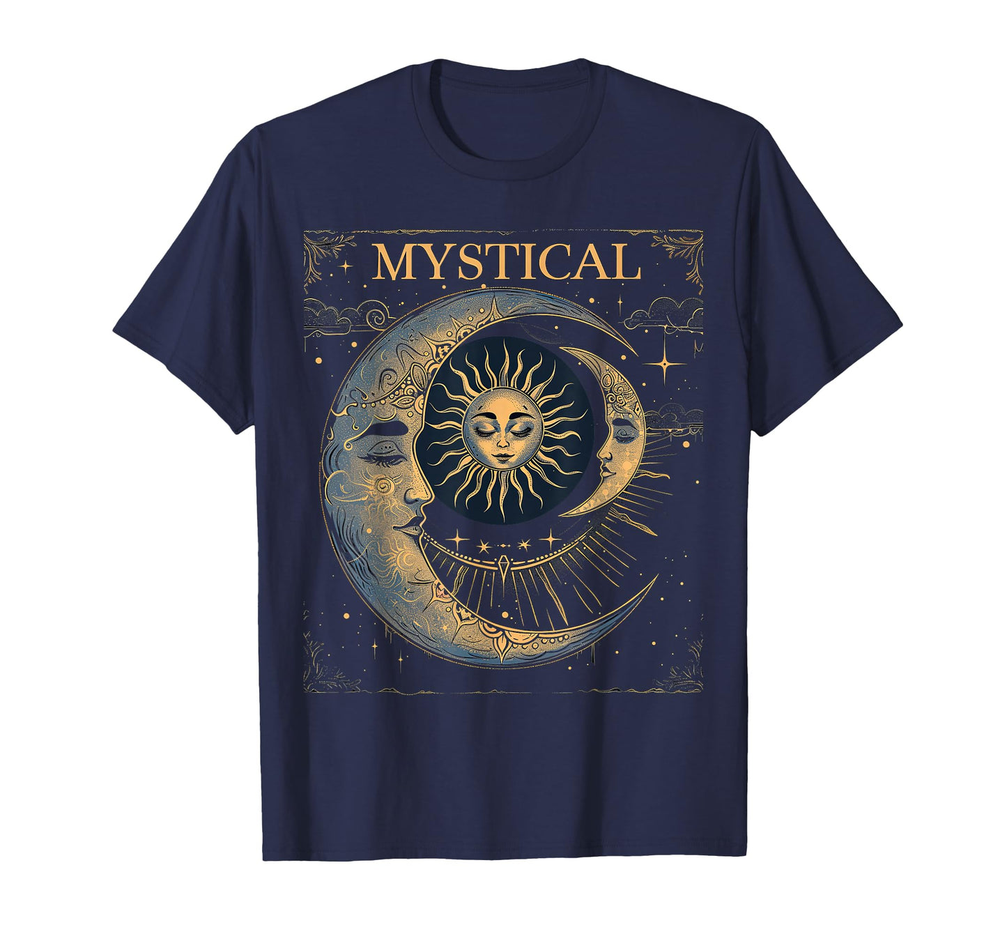 mystical sun and moon woman mystic flowers aesthetic T-Shirt