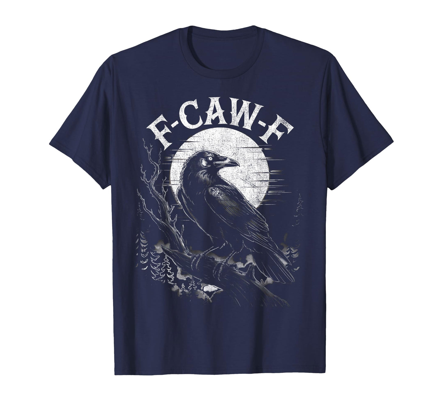 Black Crow Moon F-Caw-F Funny Bird Gothic Retro Humor T-Shirt
