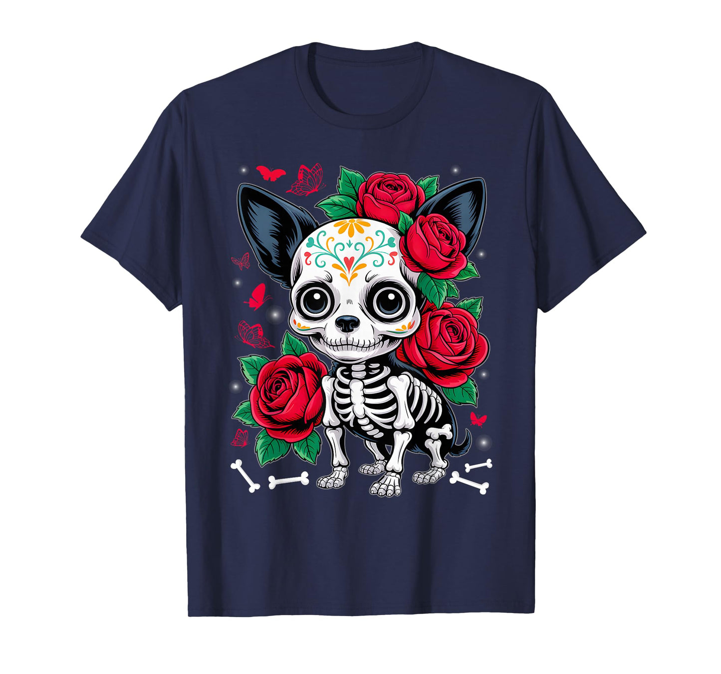 Dia de Los Muertos Skeleton Sugar Skull Dog Day of The Dead T-Shirt