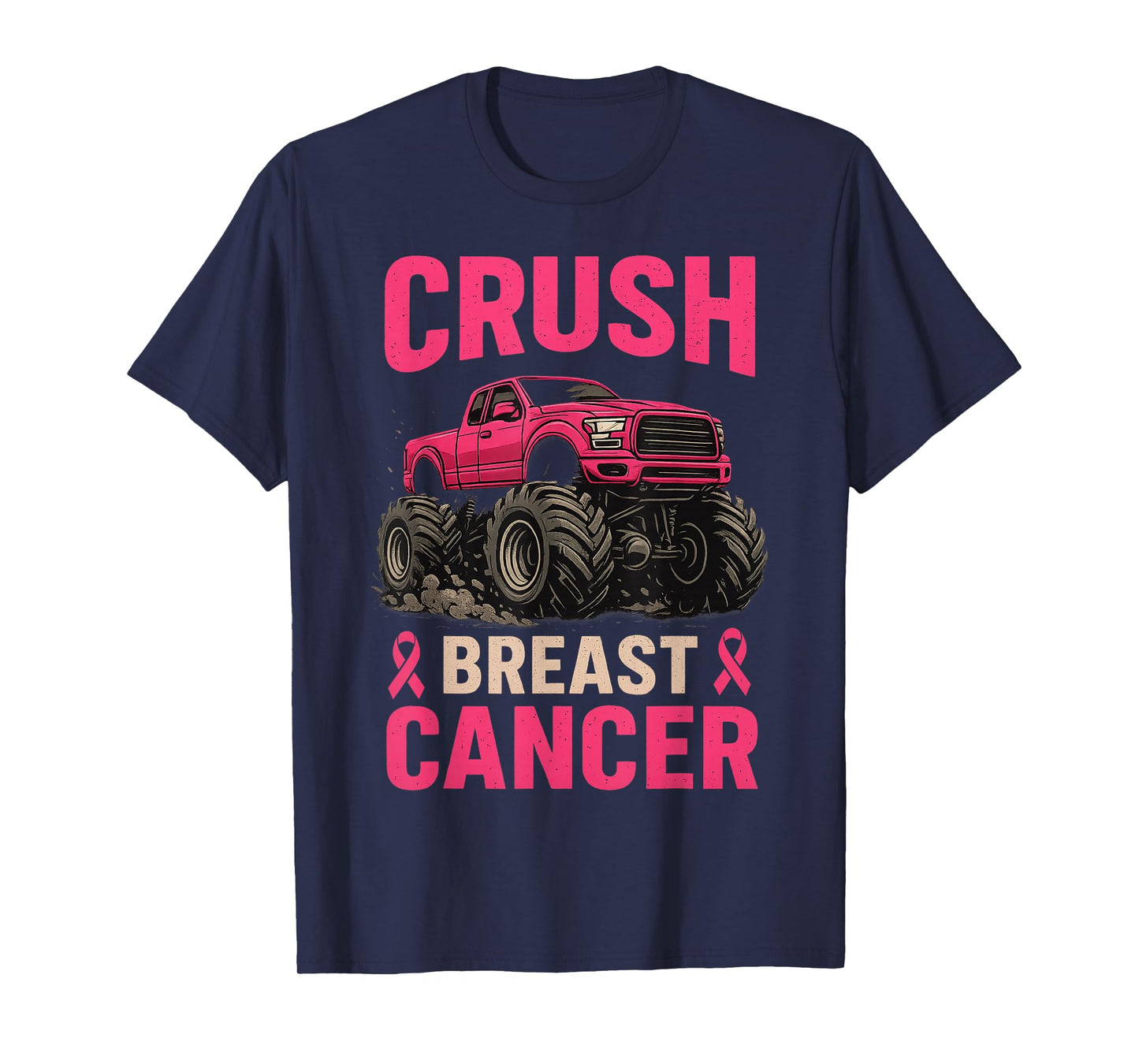 Crush Breast Cancer Awareness Monster Truck Toddler Boy Kid T-Shirt