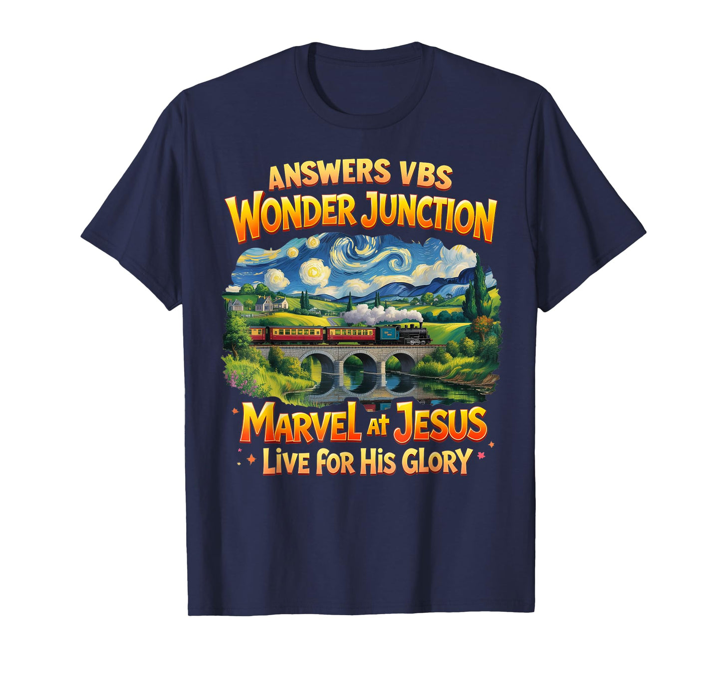 Christian Camp VBS 2025 Wonder His Glory Junction Train T-Shirt