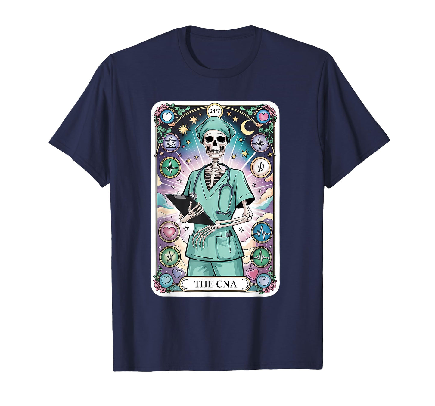 The CNA Skeleton Nurse Tarot Design T-Shirt