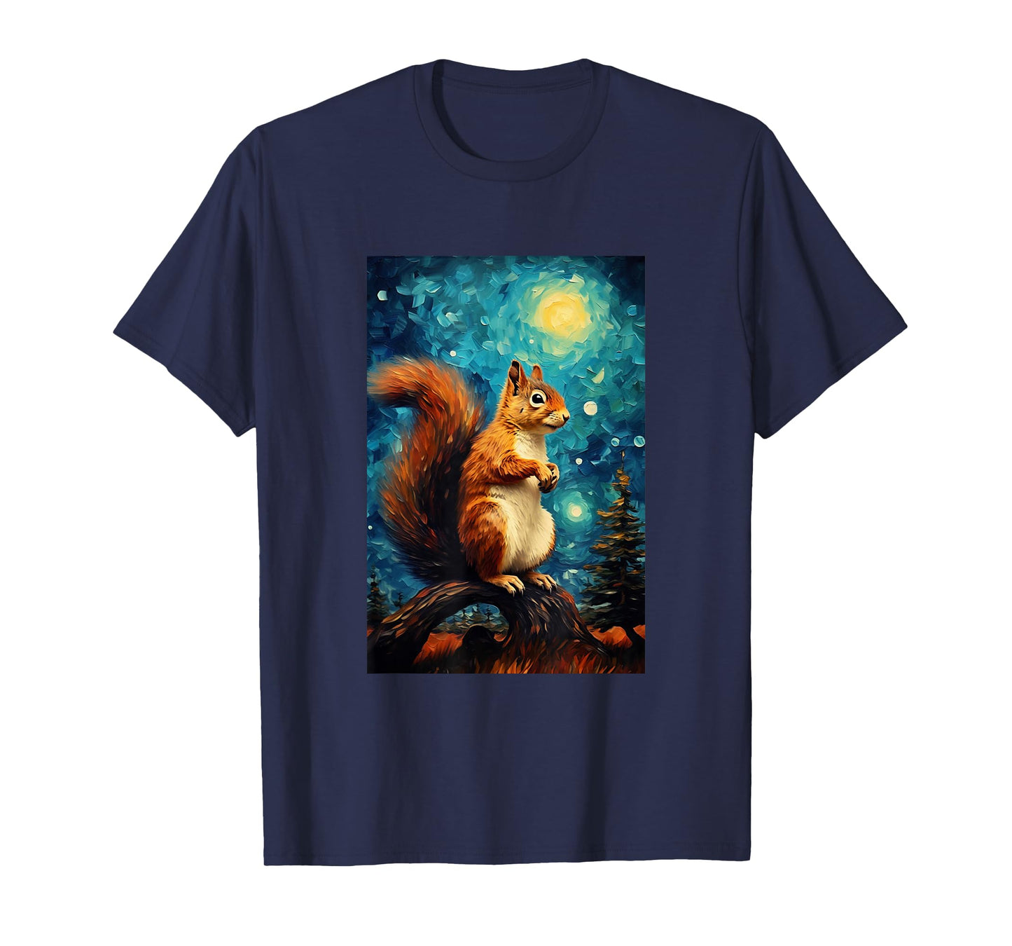 Cute Squirrel - Van Gogh Style - Starry Night T-Shirt