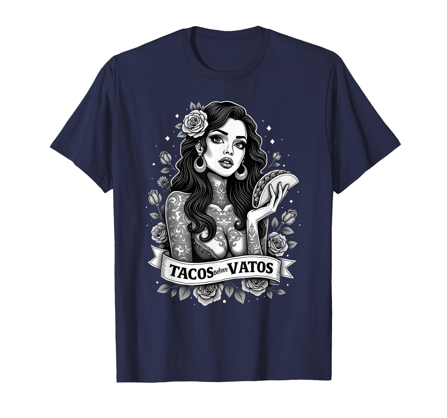 Sarcastic Spanish Mexican Tacos Before Vatos T-Shirt