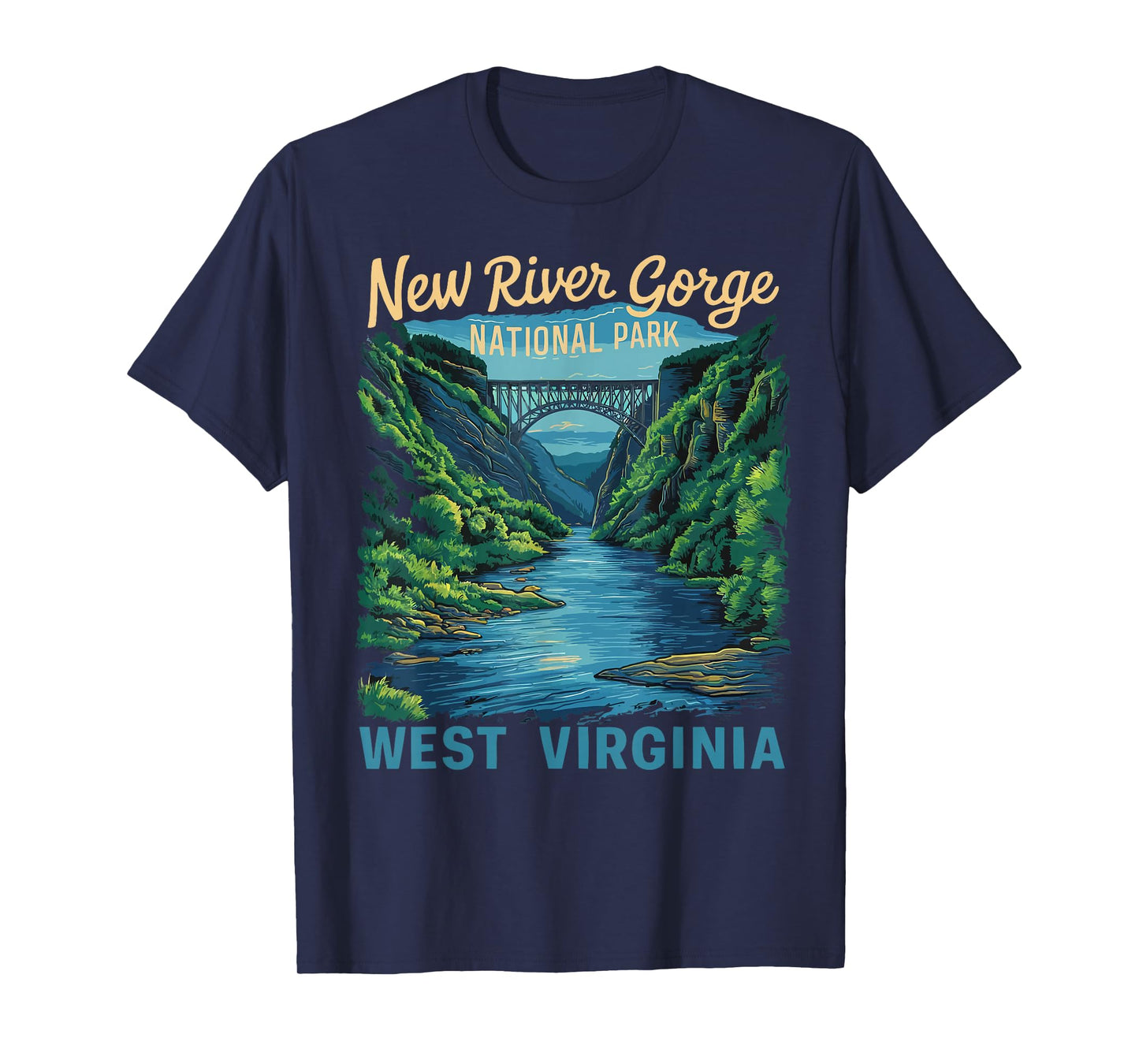 New River Gorge National Park Bridge Rafting Hiking Vintage T-Shirt