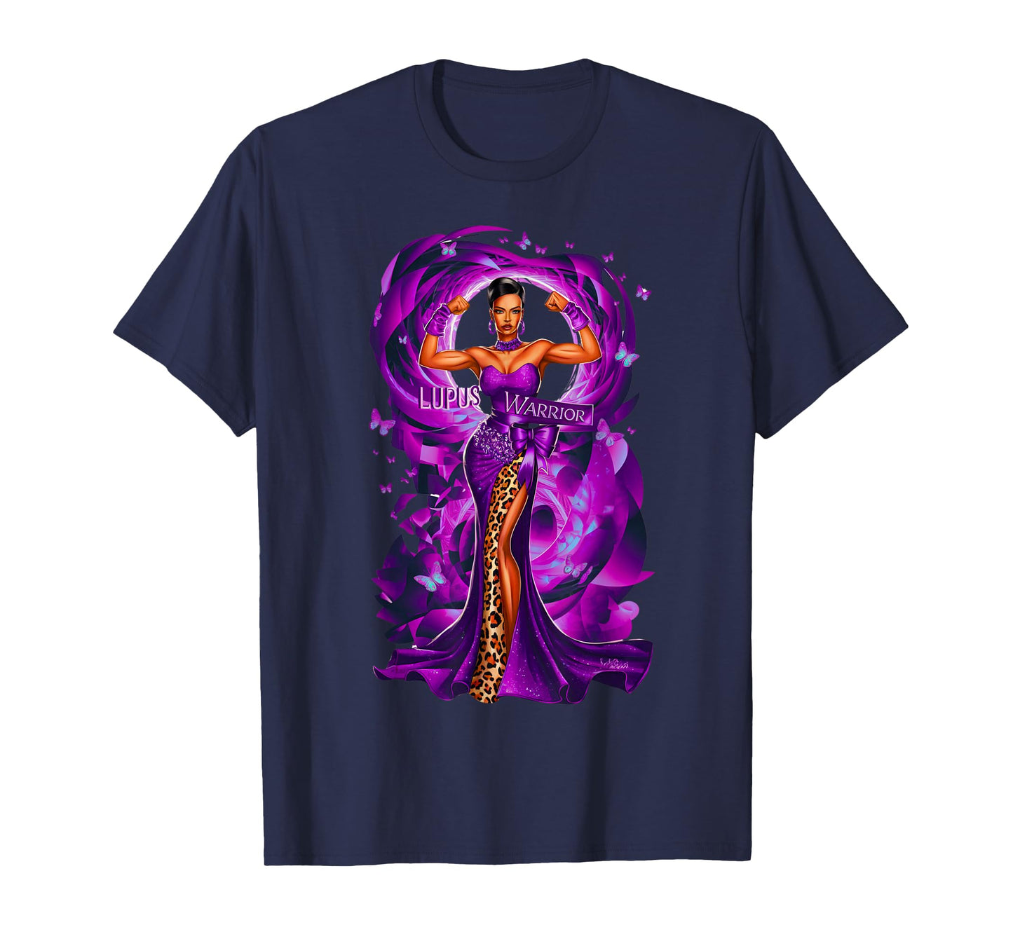 African American Black Woman Lupus Warrior Purple Ribbon Mom T-Shirt