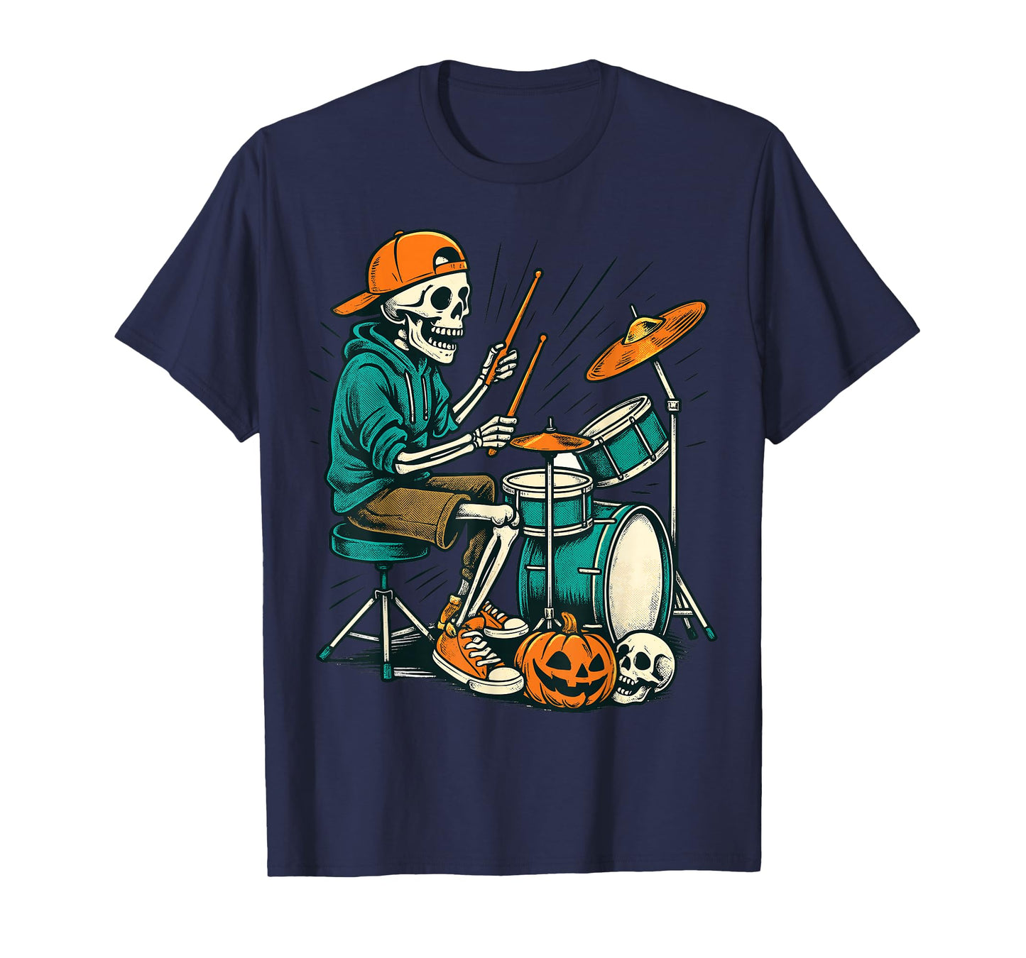 Skeleton Drummer Halloween Costume Music Shirt T-Shirt