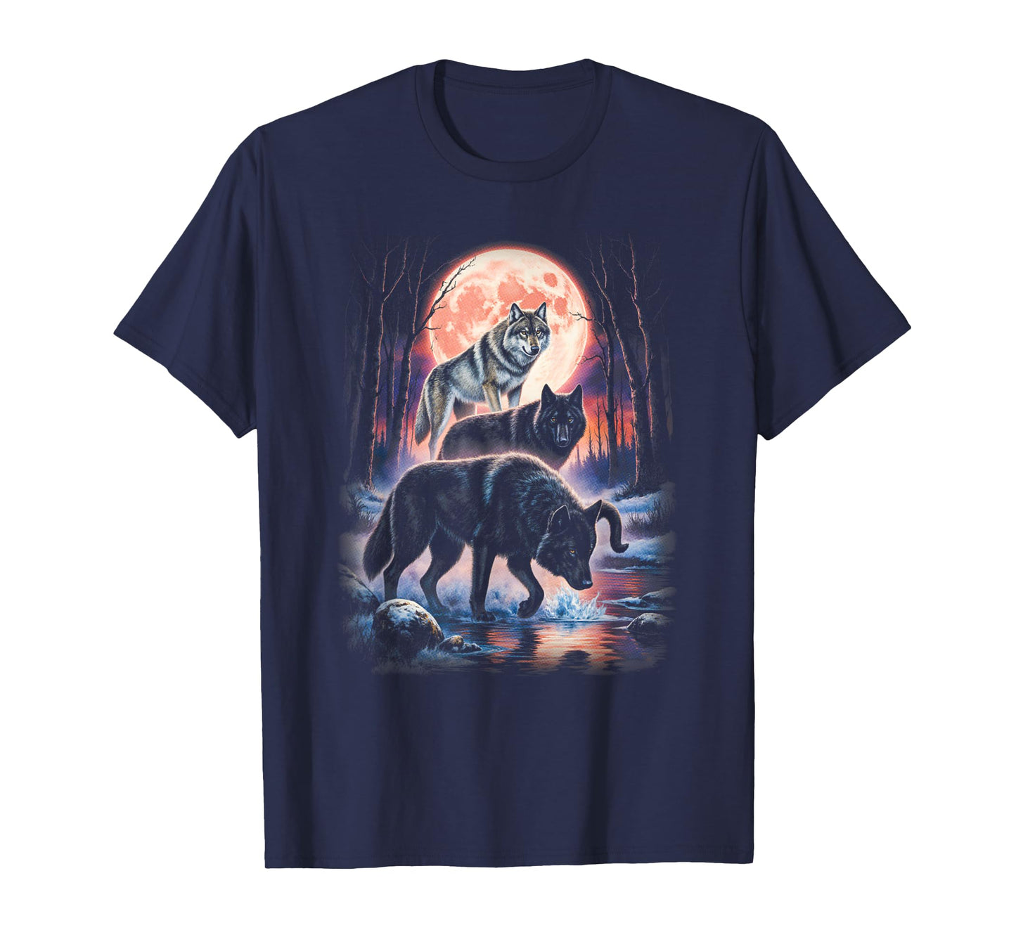 Wolf Howling at The Moon with Mystical Moon Vibes T-Shirt