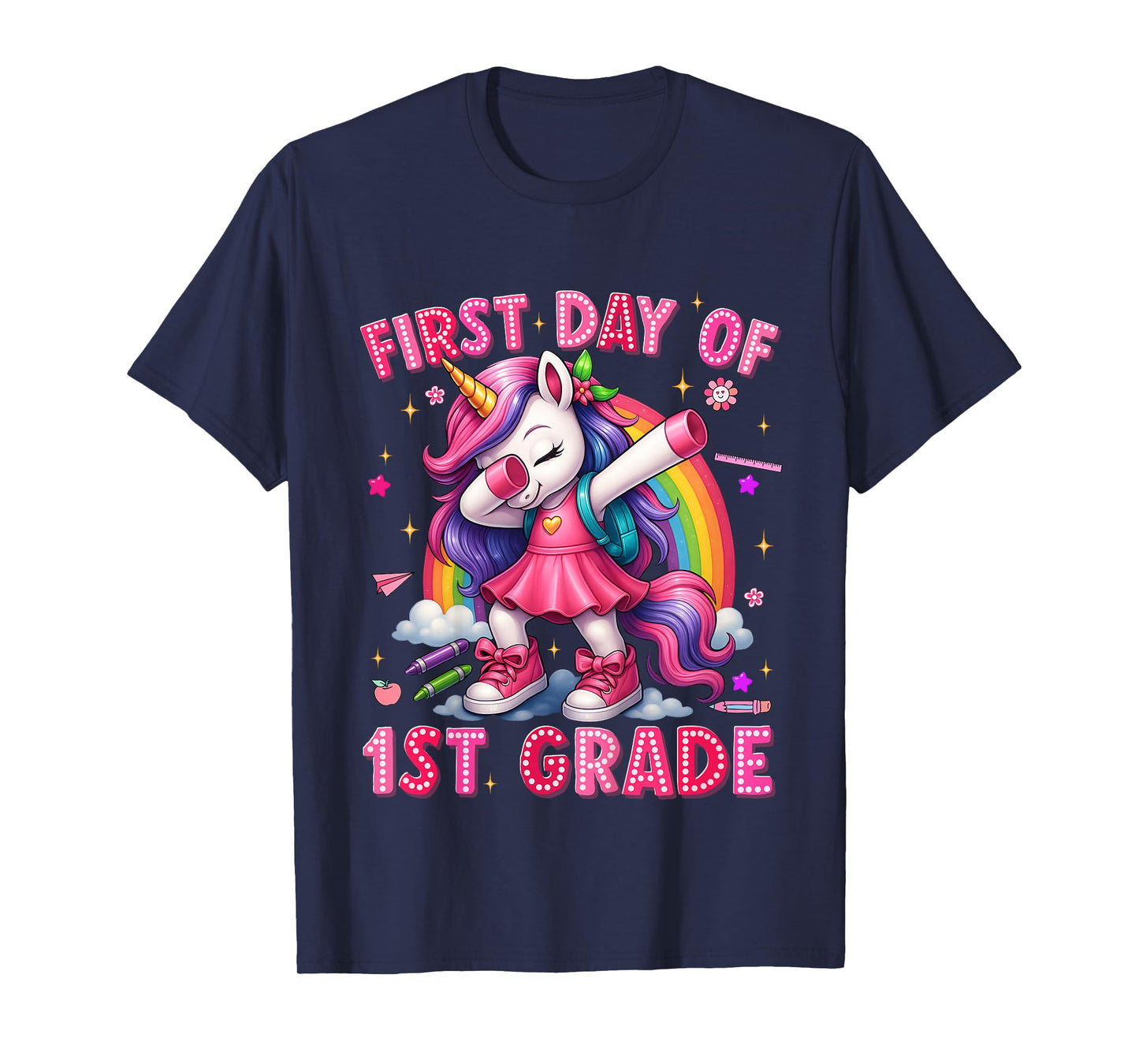 First Day Of 1st Grade Unicorn Back To School Girls Outfits T-Shirt