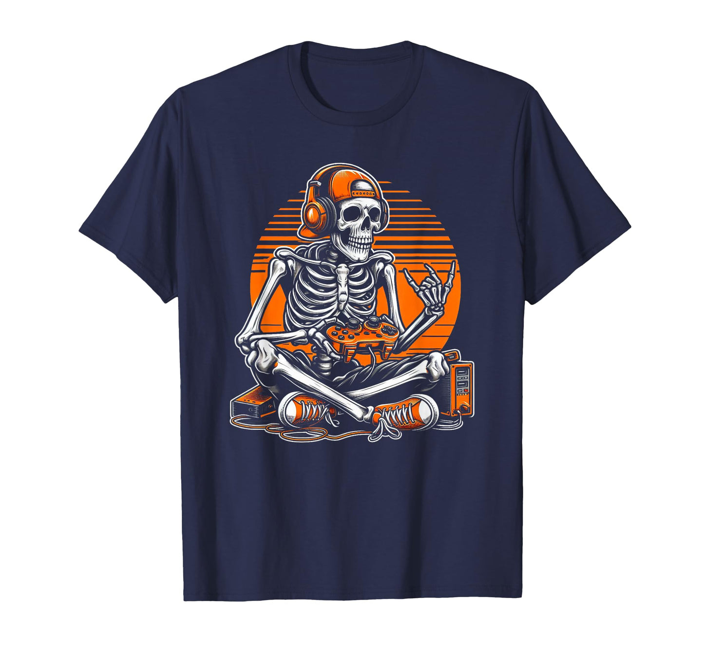 Retro Halloween Skeleton Gamer Video Gaming Boys Men Kids T-Shirt