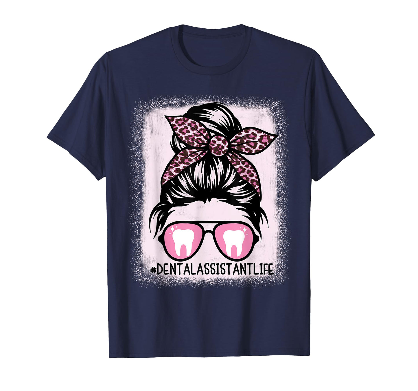 Women Dental Hygienist or Assistant Life Leopard Bleached T-Shirt