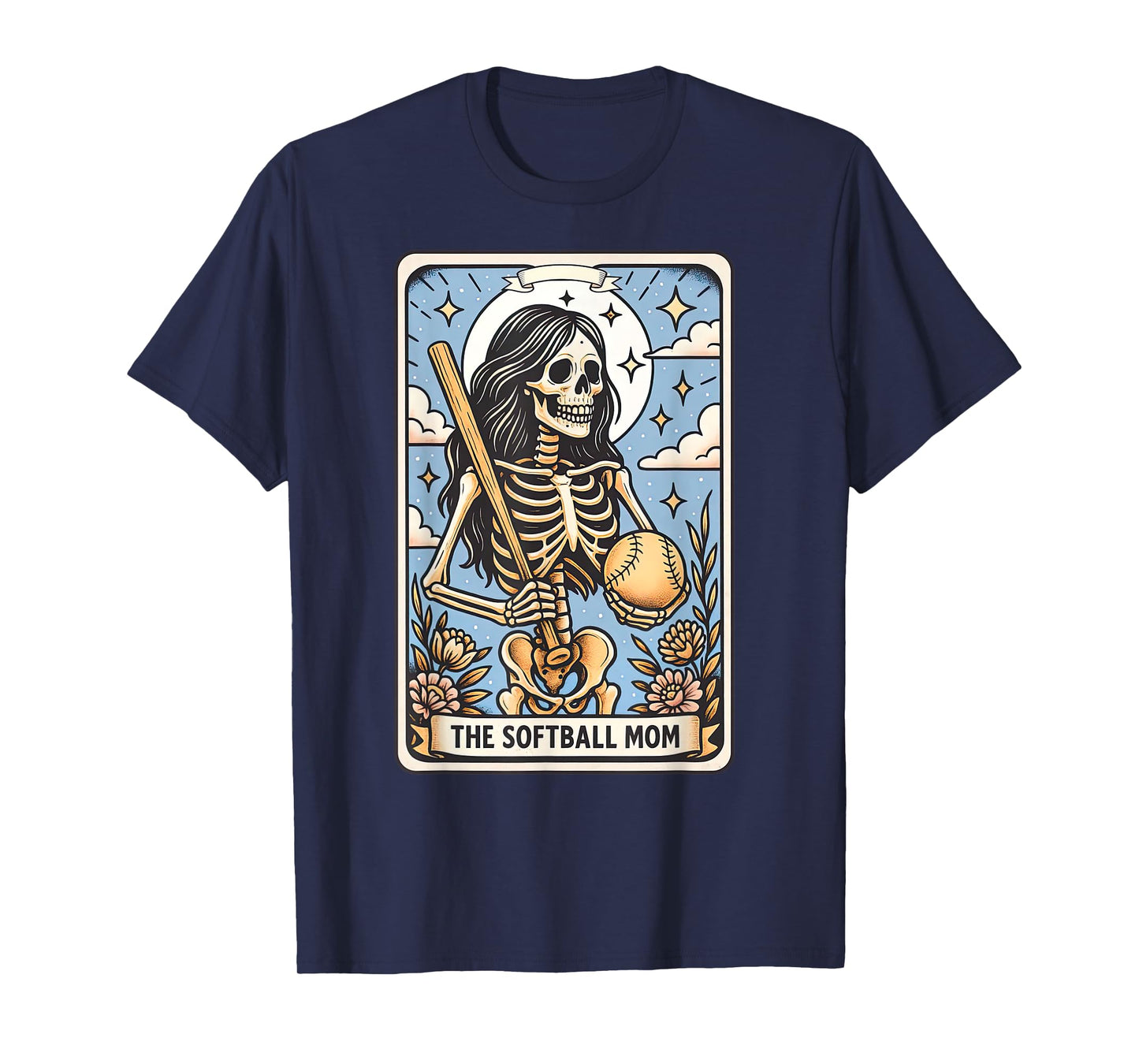 Softball Mom Tarot Card Skeleton Softball Mama Witchy Vibes T-Shirt