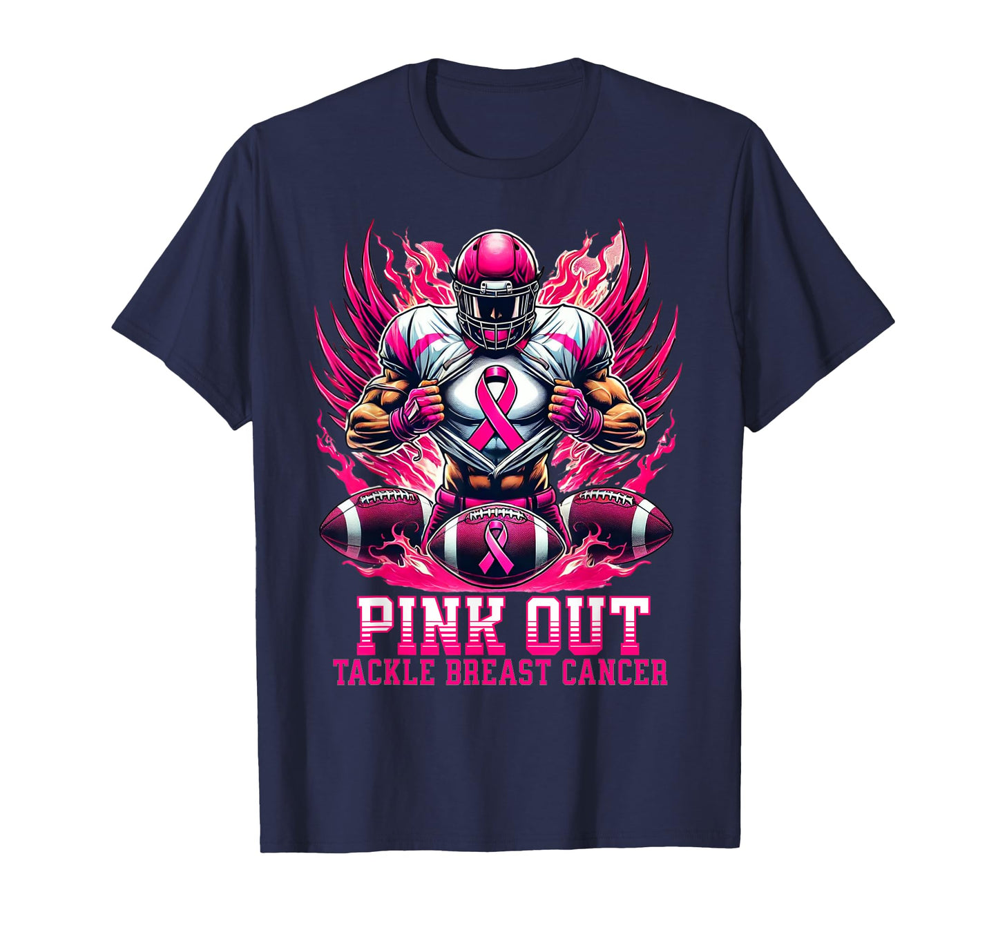 Pink Out Tackle Breast Cancer Awareness American Football T-Shirt