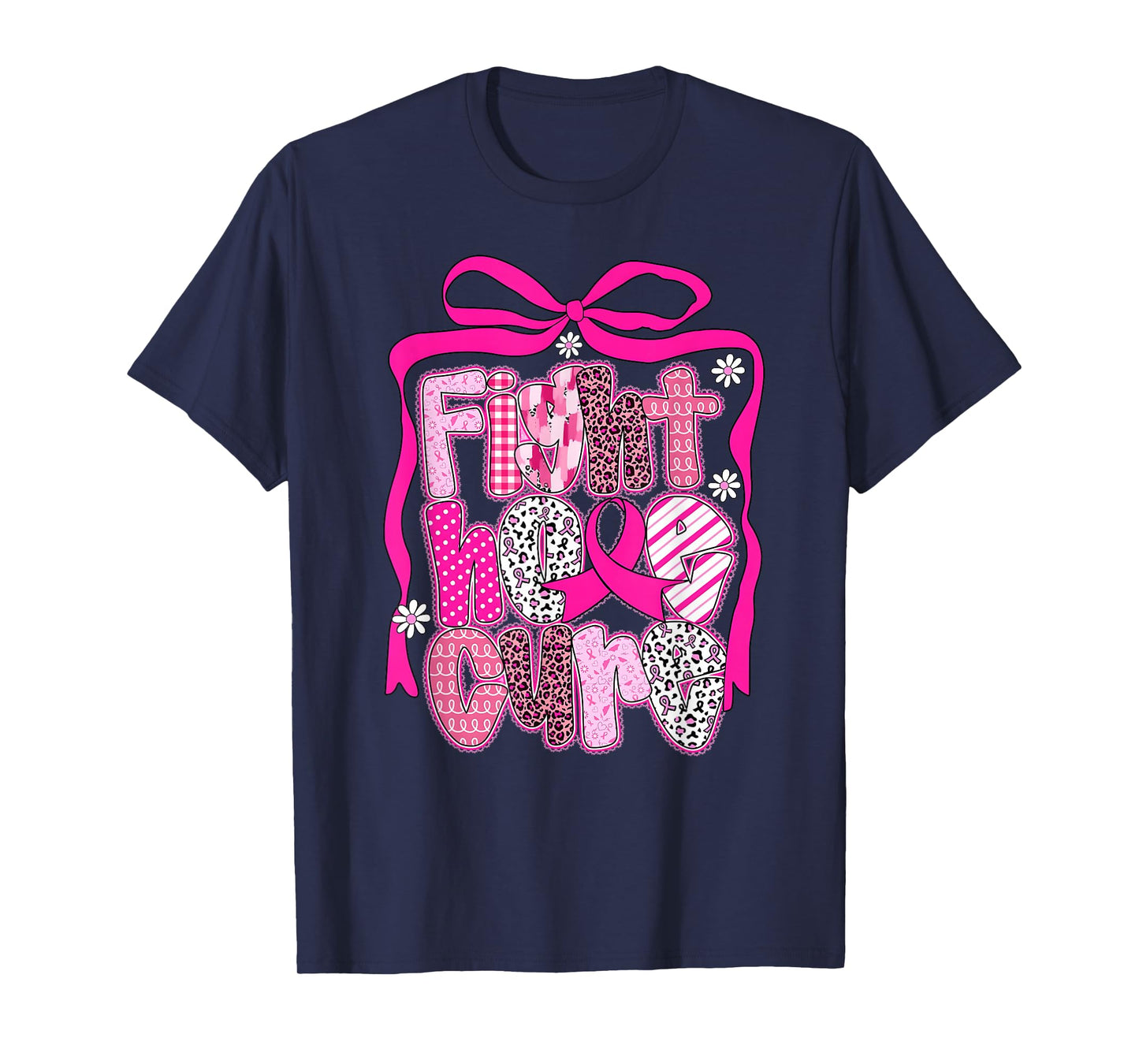 Fight Hope Cure Breast Cancer Lace Coquette Bow Women T-Shirt