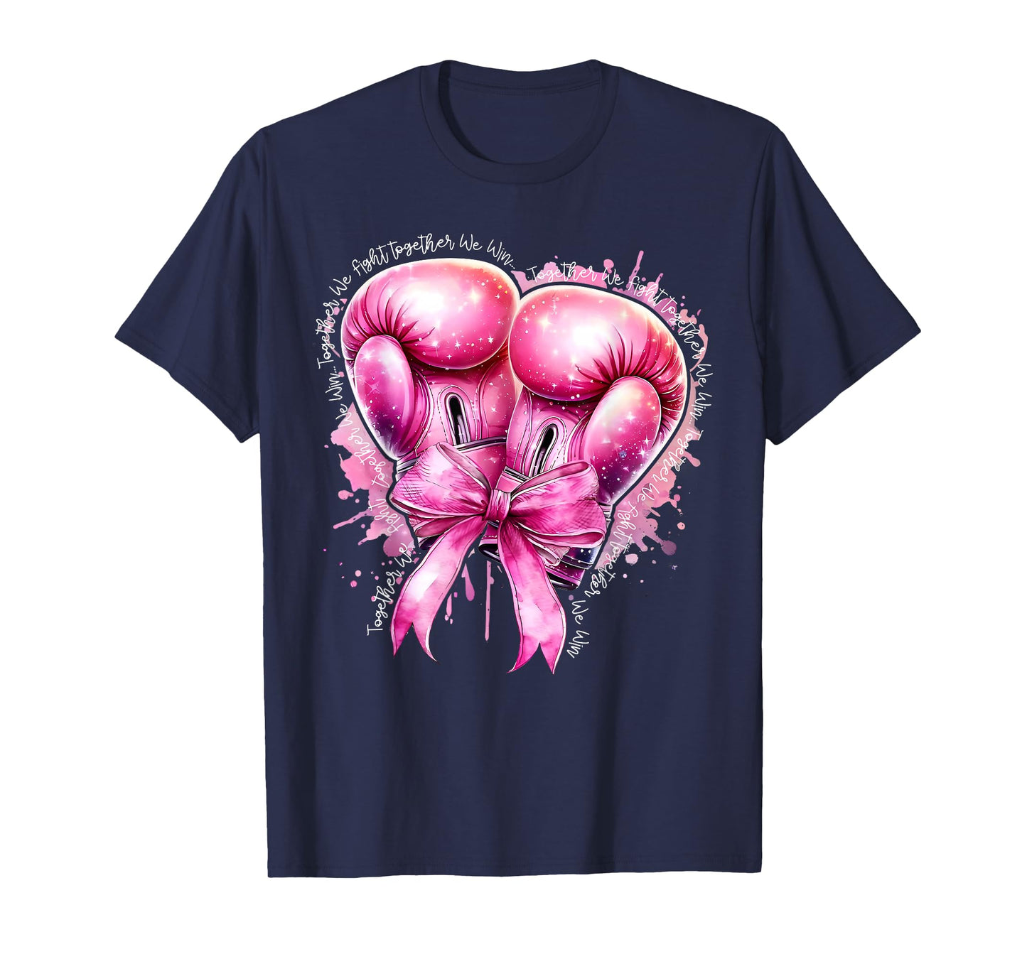 Together We Fight Pink Boxing Gloves Breast Cancer Awareness T-Shirt