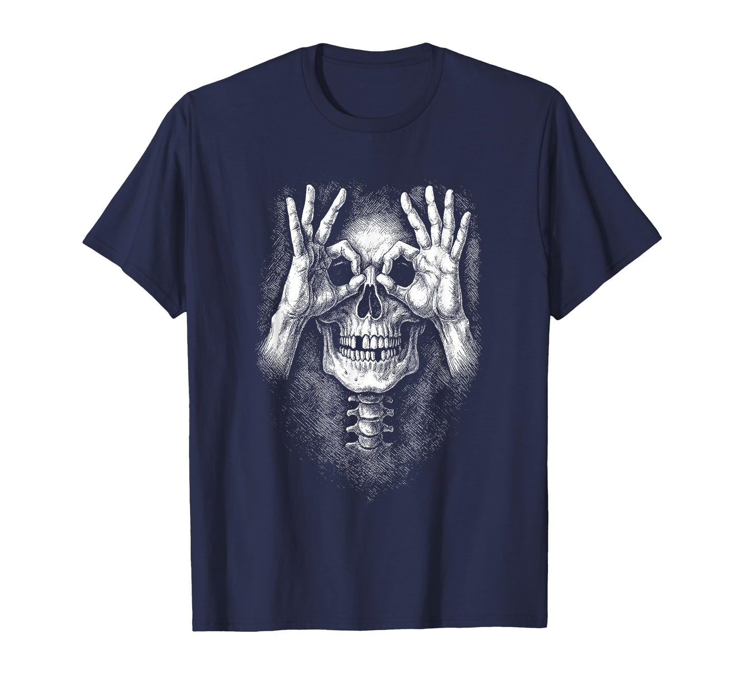 Halloween Skeleton Skull Hands Funny Horror Optical Illusion T-Shirt