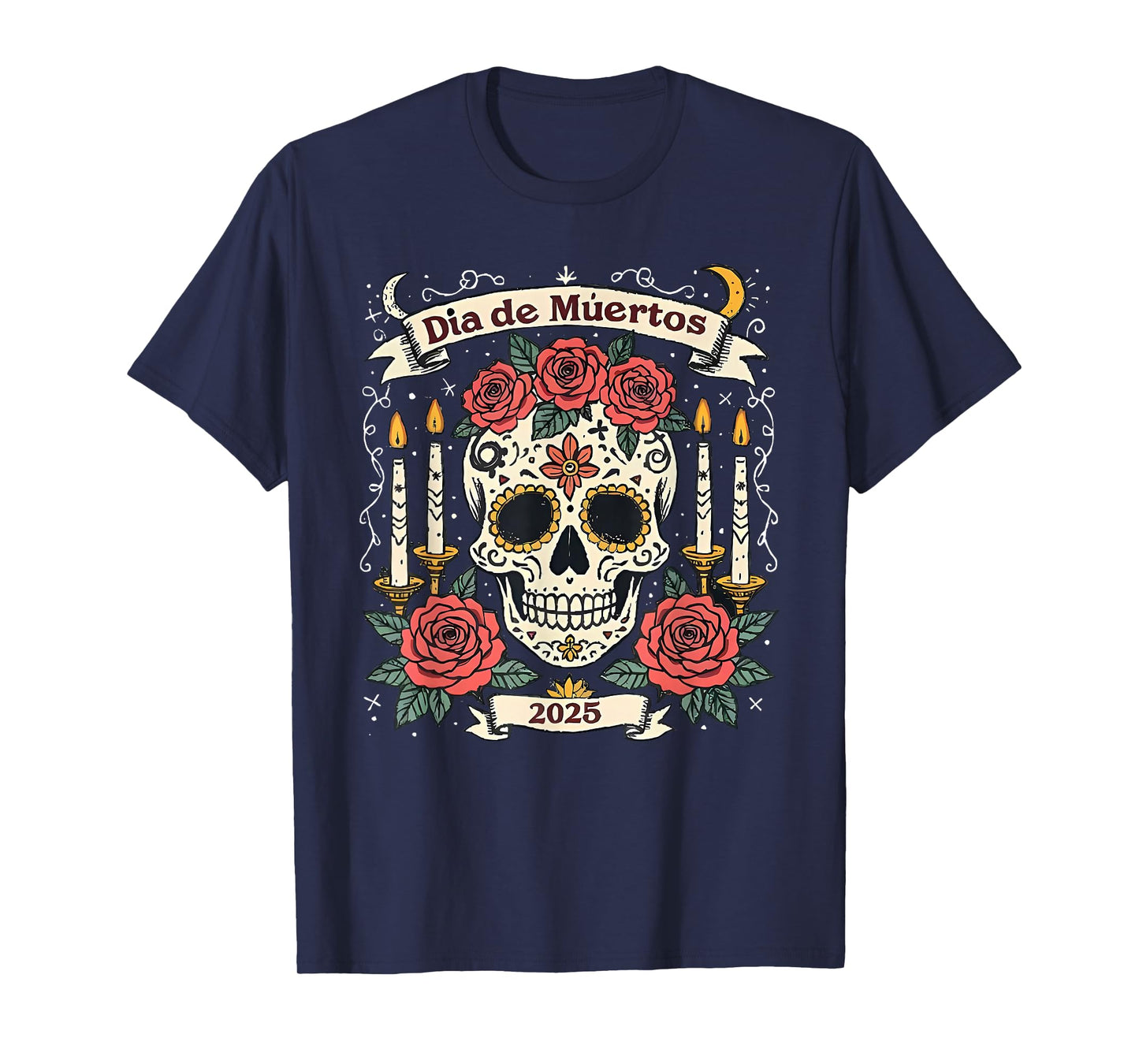 Dia de múertos Skull Skeleton Halloween Whimsy Mexican T-Shirt