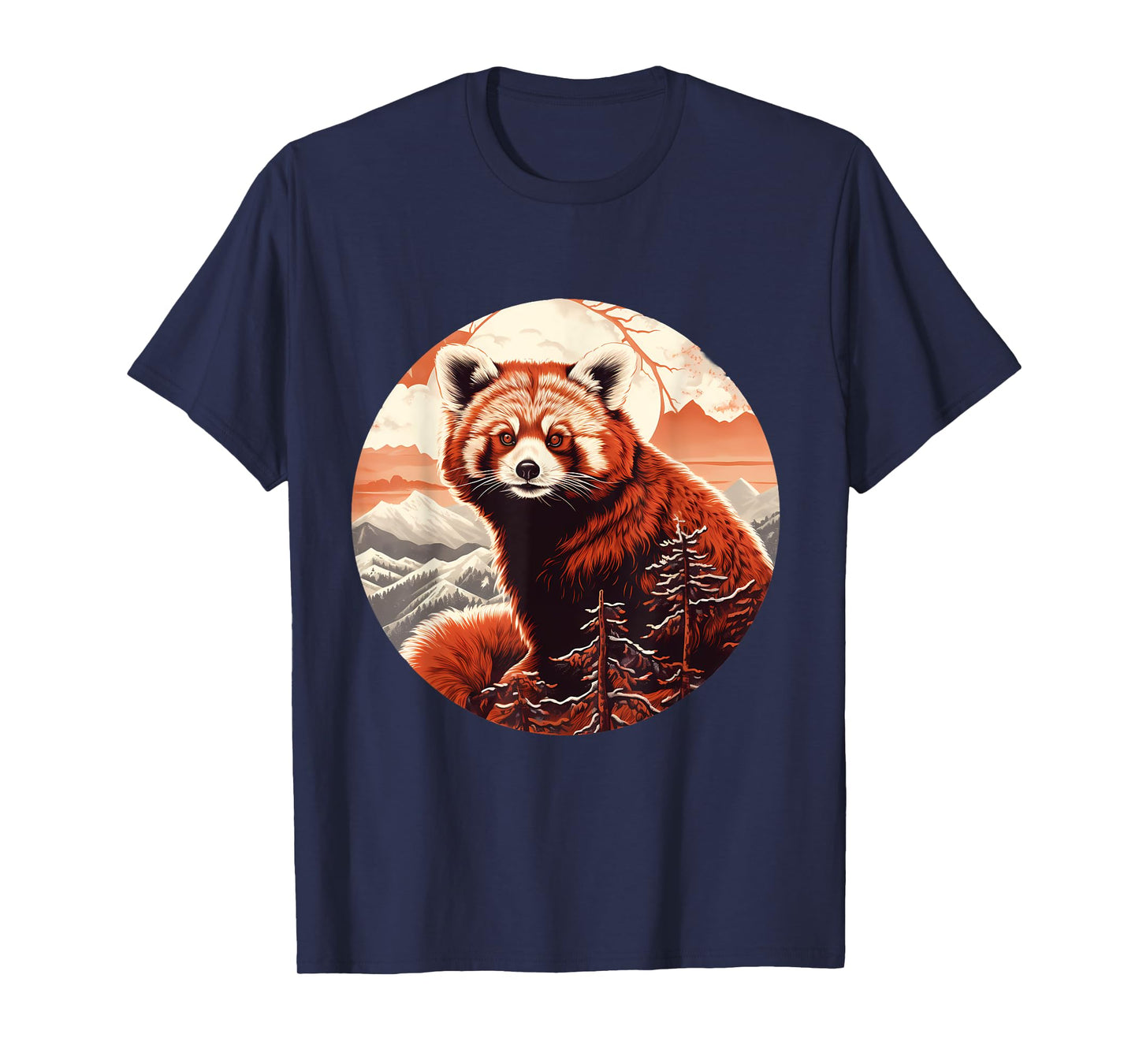 Red Panda Landscape Nature Artwork Animal Lovers Forest T-Shirt
