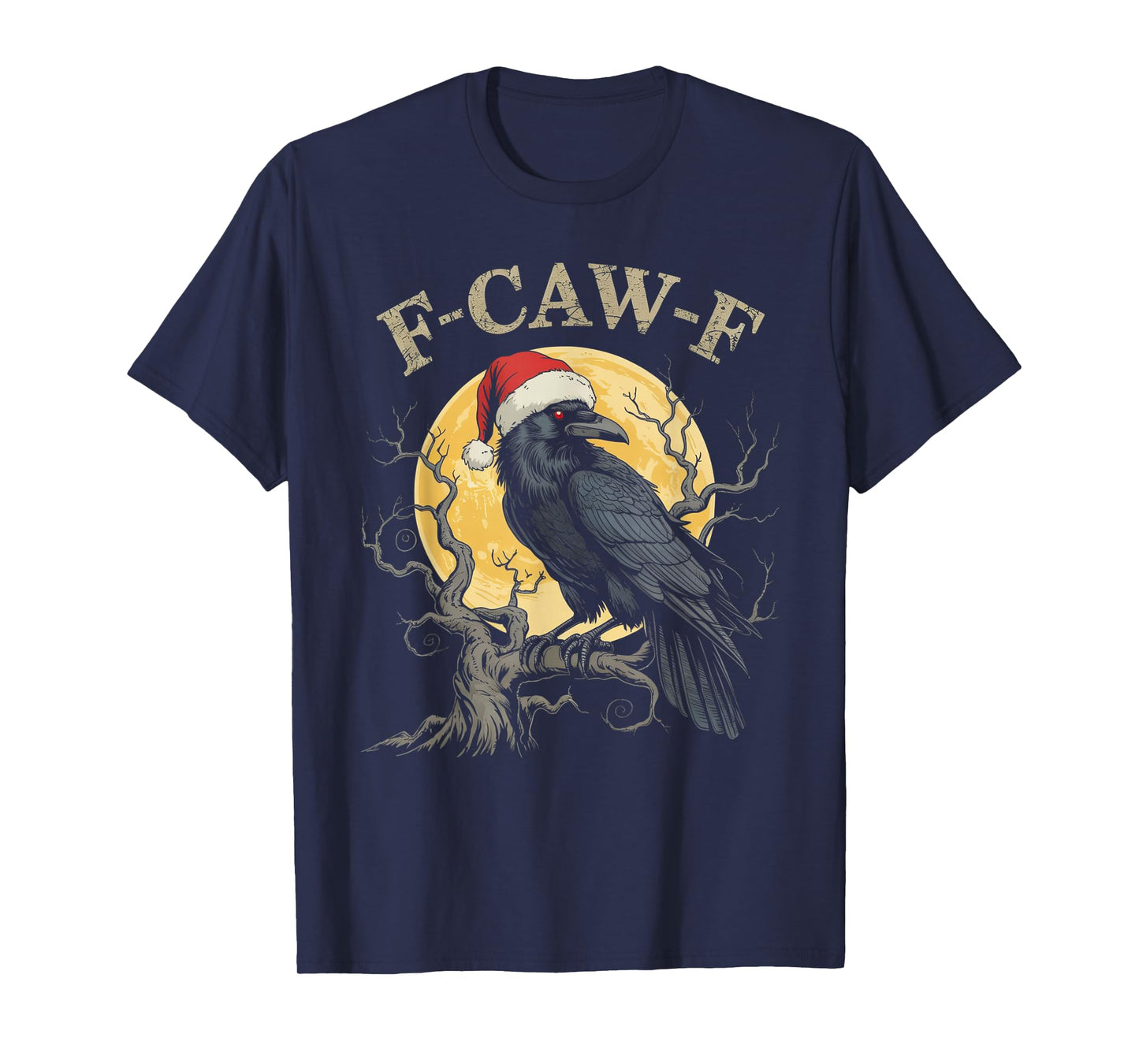 Funny Crow F-CAW-F Black Bird, Gothic Christmas Santa Hat T-Shirt