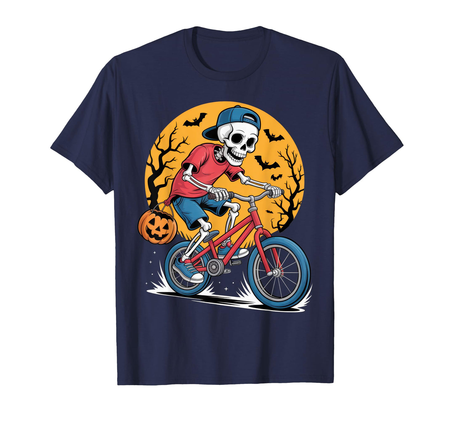 Skeleton on Bike Halloween Fun for Spooky Season Enthusiasts T-Shirt