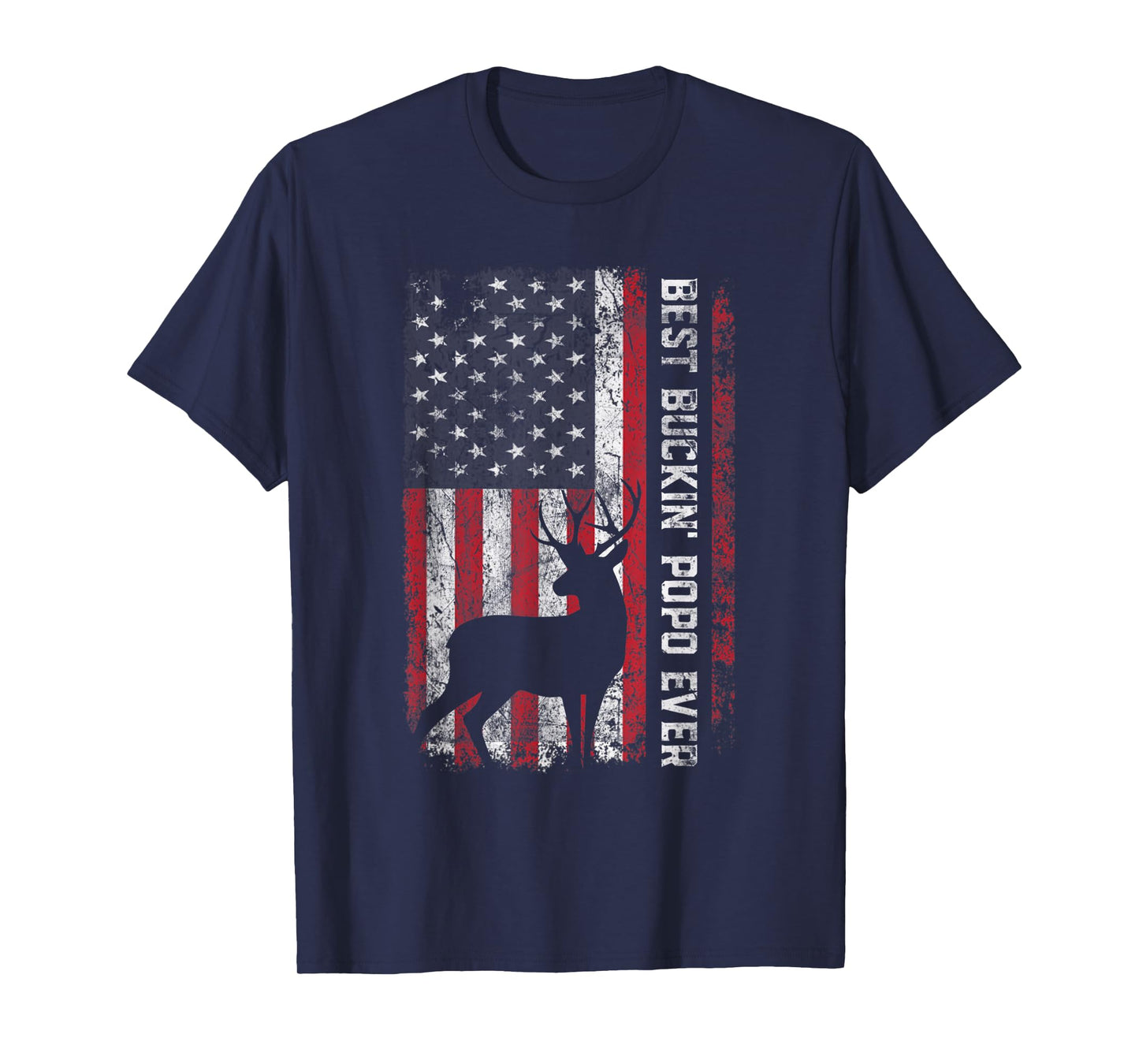 USA Flag Best Buckin Popo Ever Deer Hunting Fathers Day Men T-Shirt
