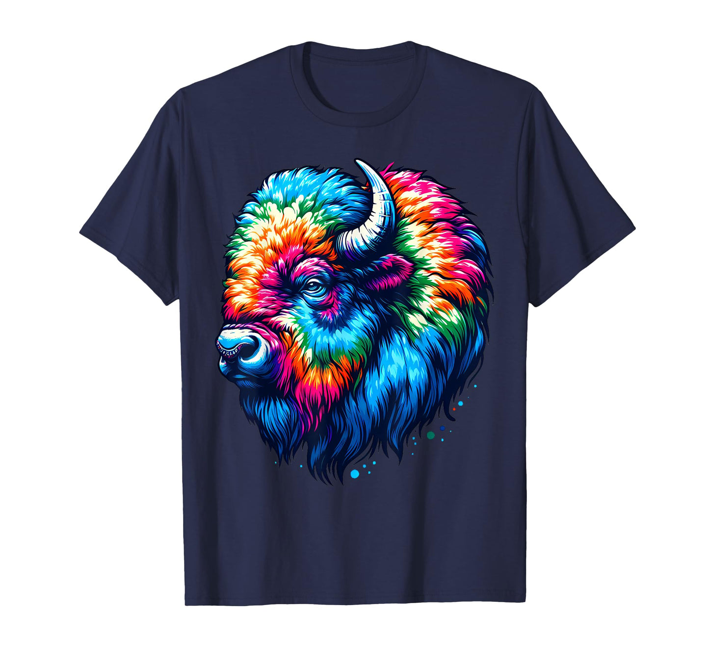 Cool Bison Spirit Animal Illustration Tie Dye Art T-Shirt